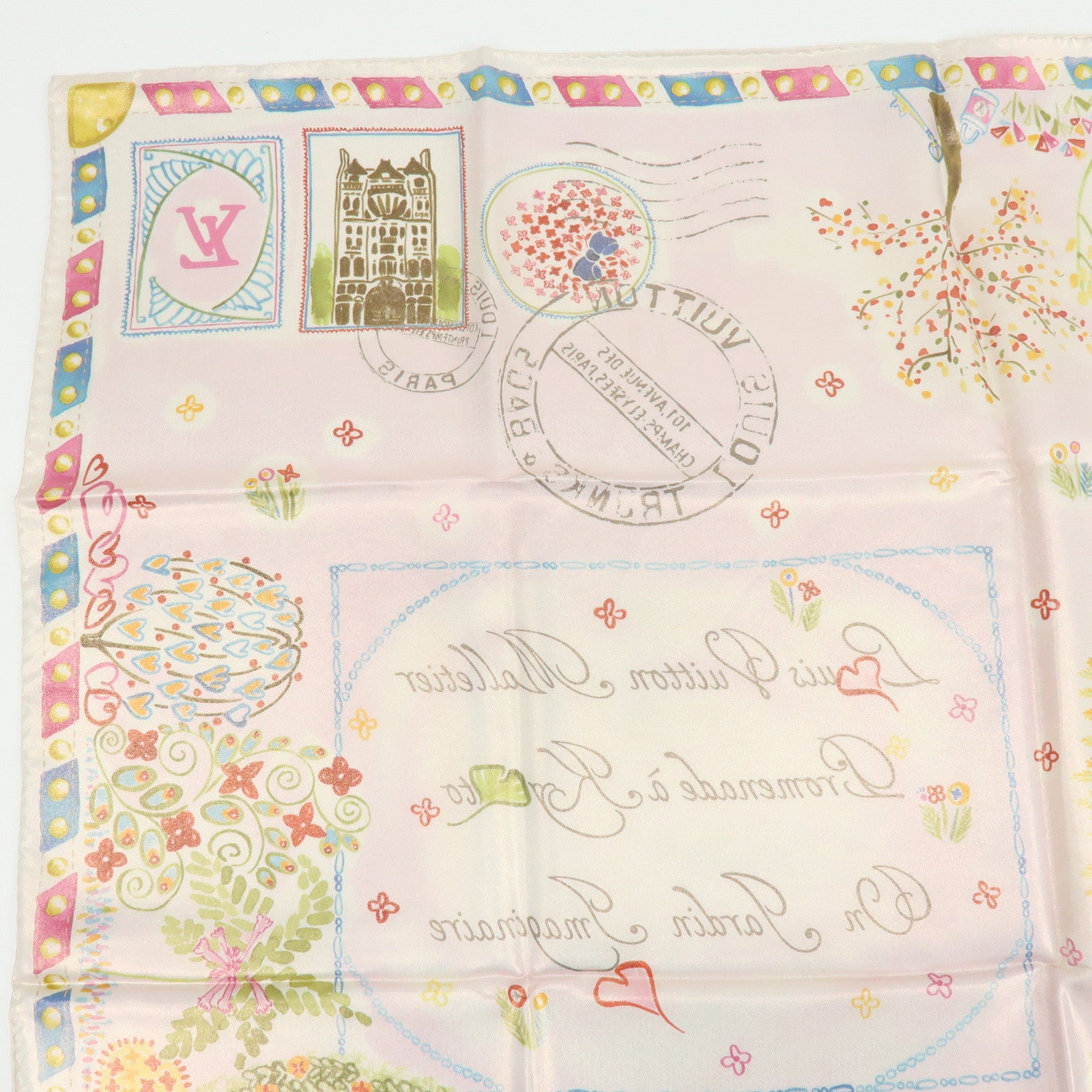Louis Vuitton Silk 100% Scarf Voyage Autour De Ma Malle M72898