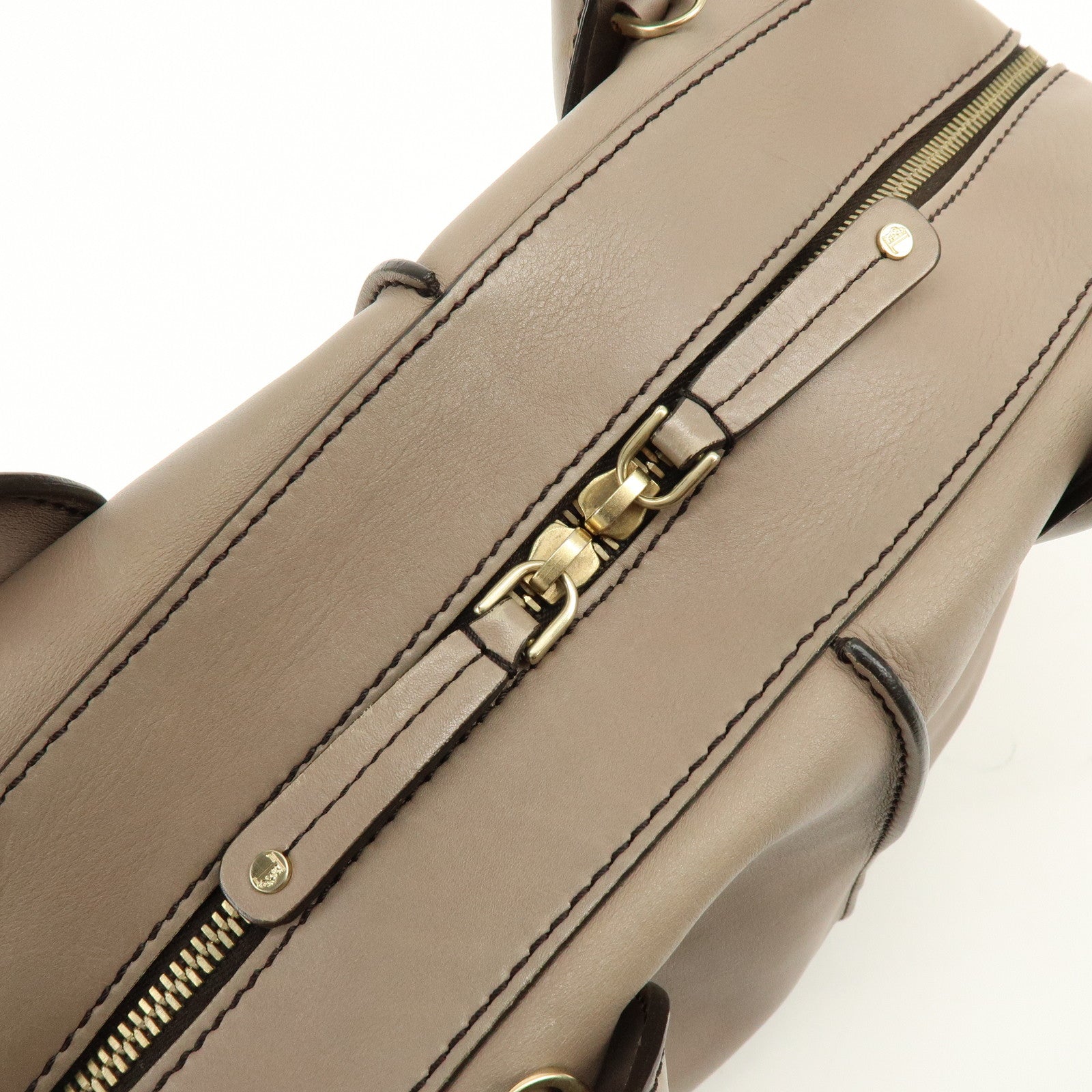 TOD'S  D Styling Leather 2Way Bag Hand Bag Shoulder Bag Gray