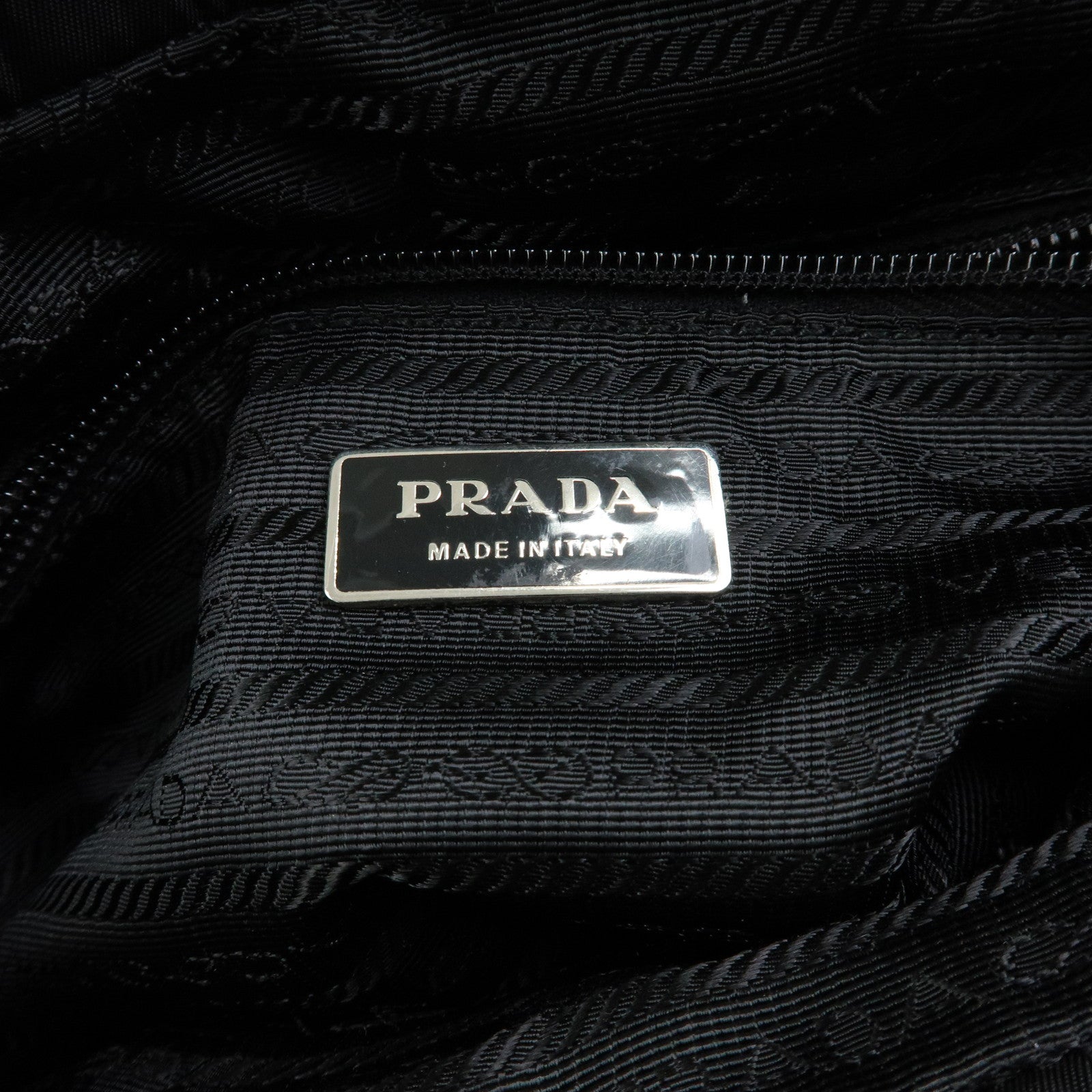 PRADA Triangle Logo Ribbon Nylon Leather 2Way Hand Bag Black BN1631