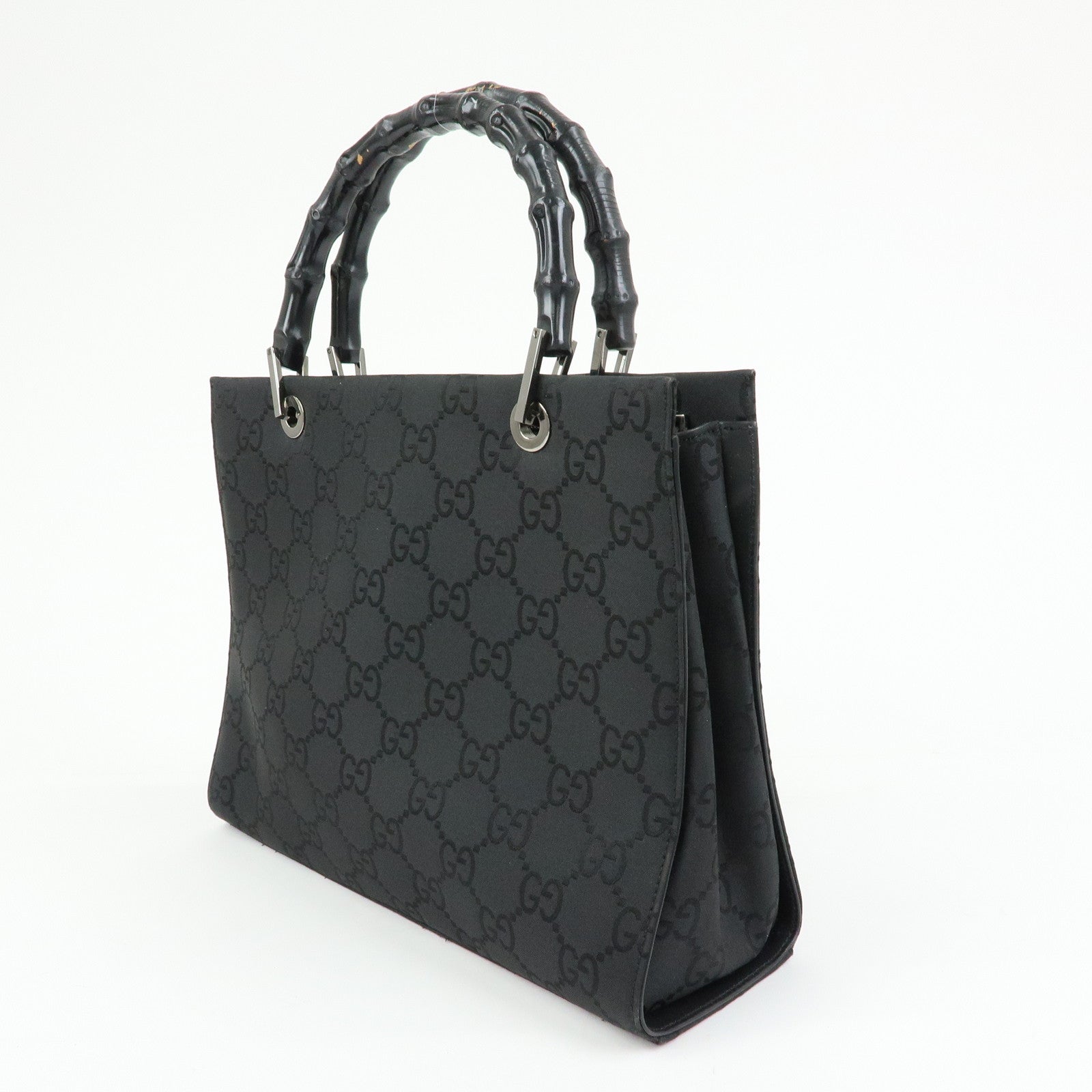 GUCCI Bamboo GG Nylon 2Way Tote Bag Black 002.1016