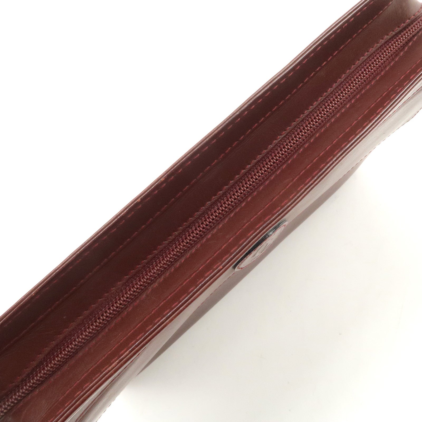 Cartier Must Line Leather Clutch Bag Pouch Bordeaux