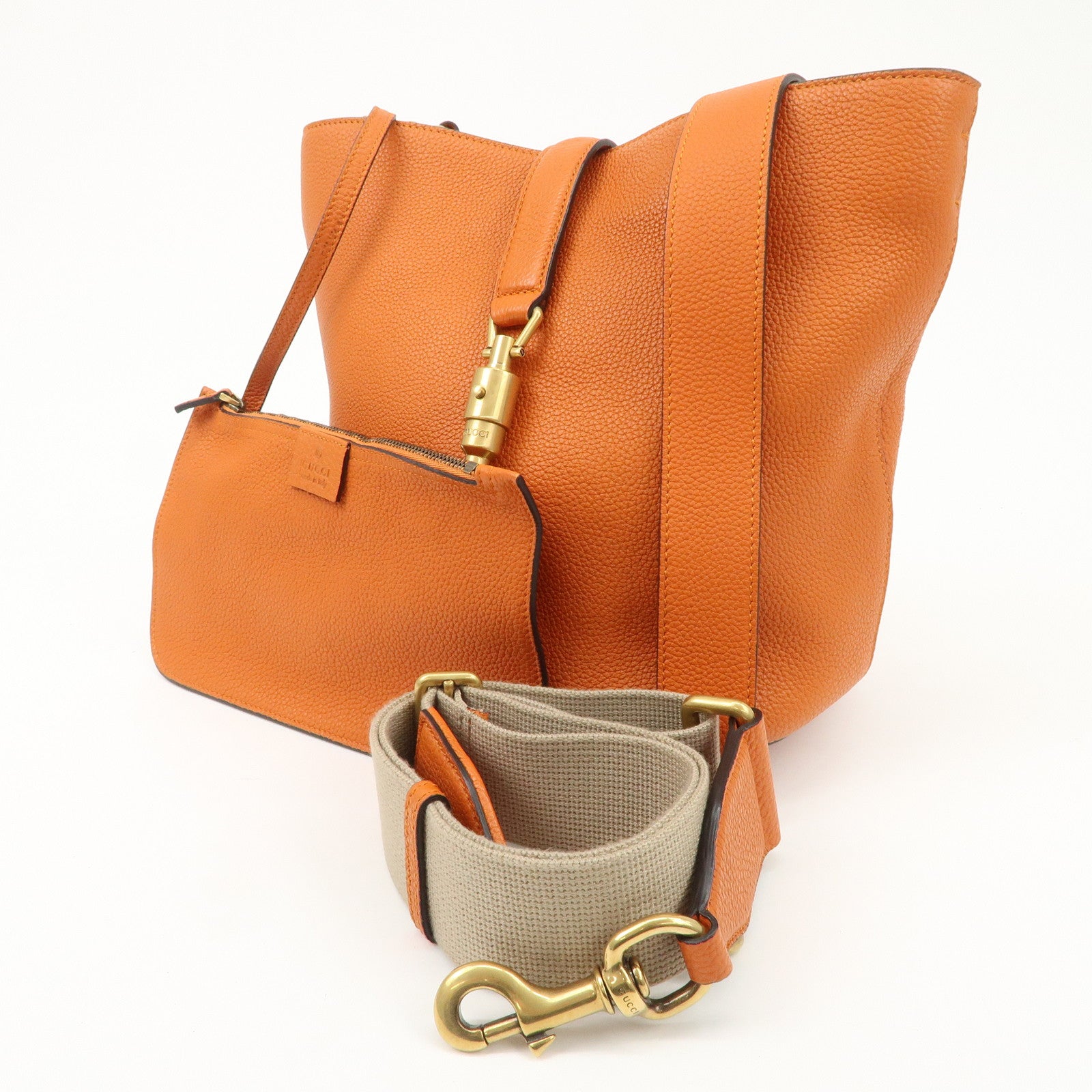 GUCCI New Jackie Leather Shoulder Bag Crossbody Bag Orange 380579 Used