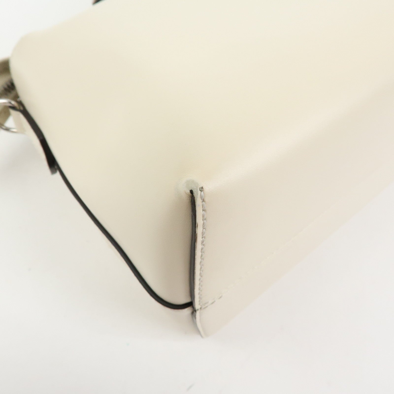FENDI By The Way Leather Medium 2Way Bag Shoulder Bag Ivory 8BL146