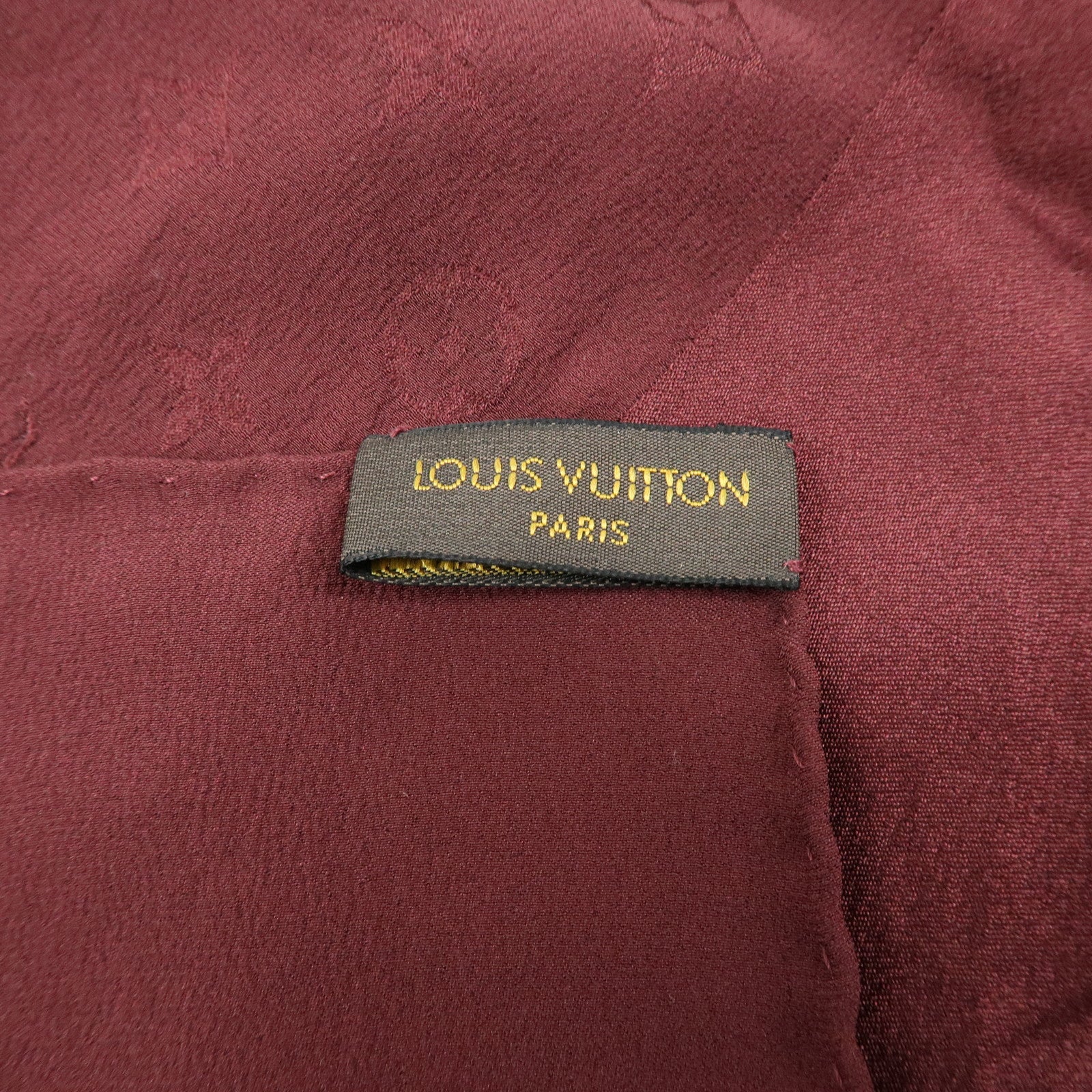 Louis Vuitton Monogram Silk 100% Scarf Shawl Bordeaux