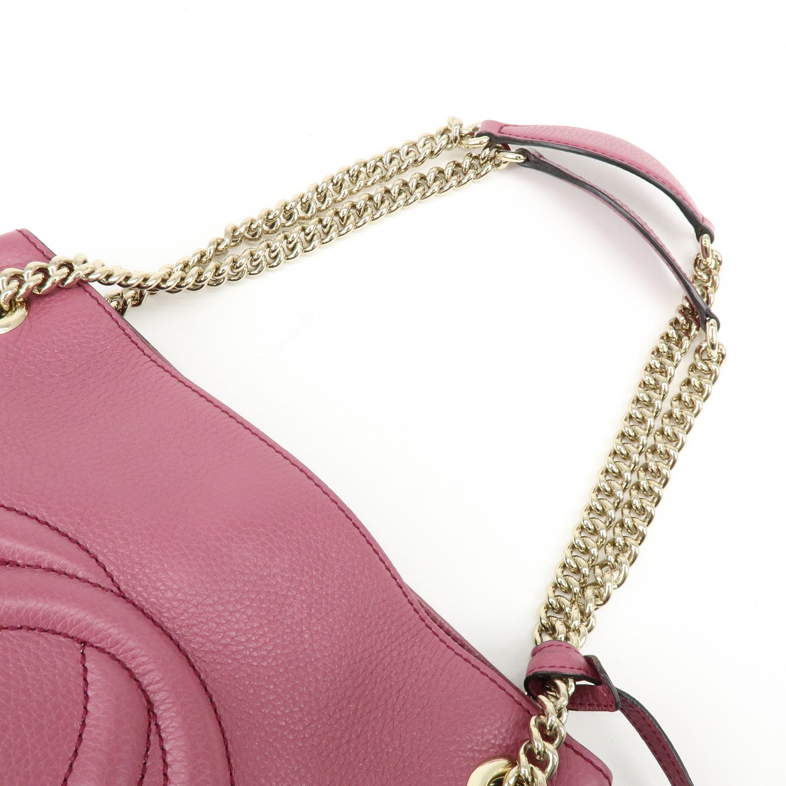 GUCCI SOHO Interlocking G Leather Chain Shoulder Bag Purple 308982