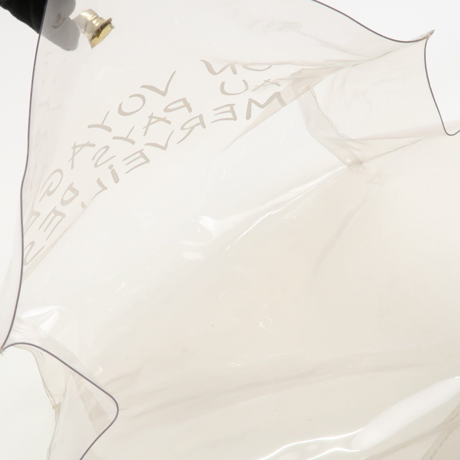 HERMES Vinyl Kelly Hand Bag Clear White Gold