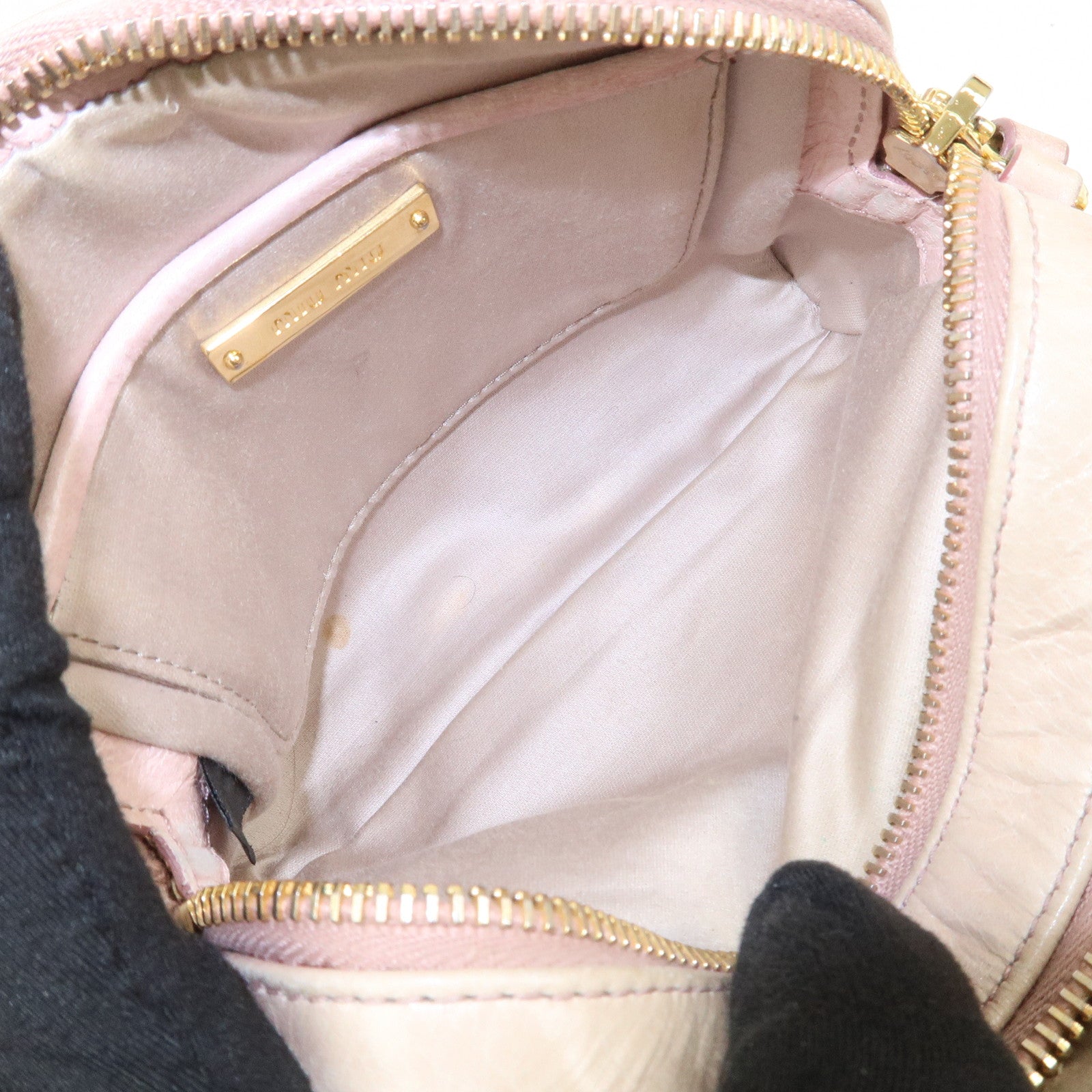MIU MIU Leather Shoulder Bag Crossbody Bag Light Pink 5BH543