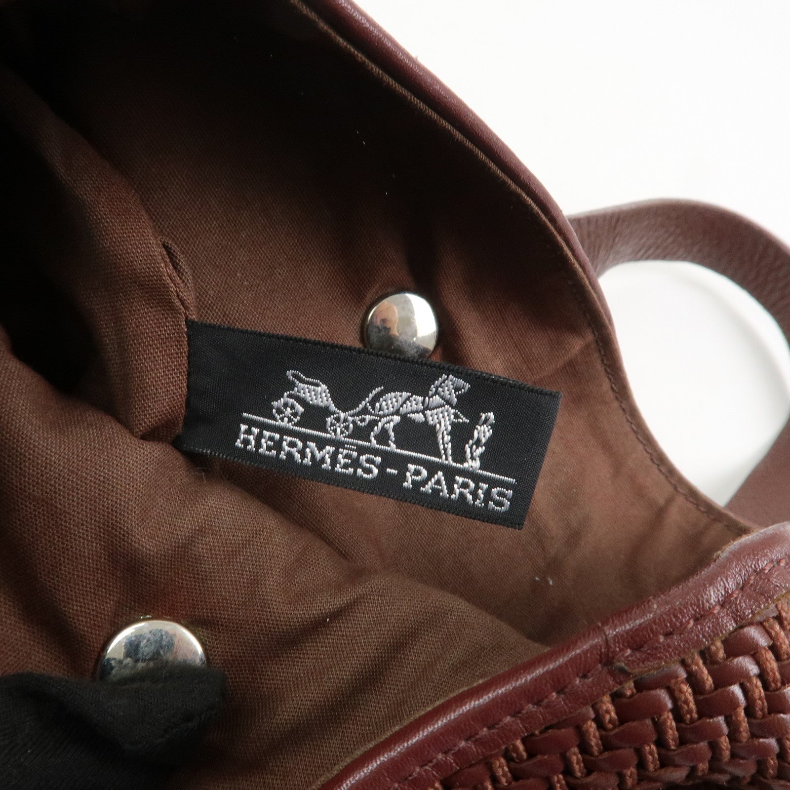 HERMES Amedaba PM Diago Leather Tote Bag Hand Bag Brown