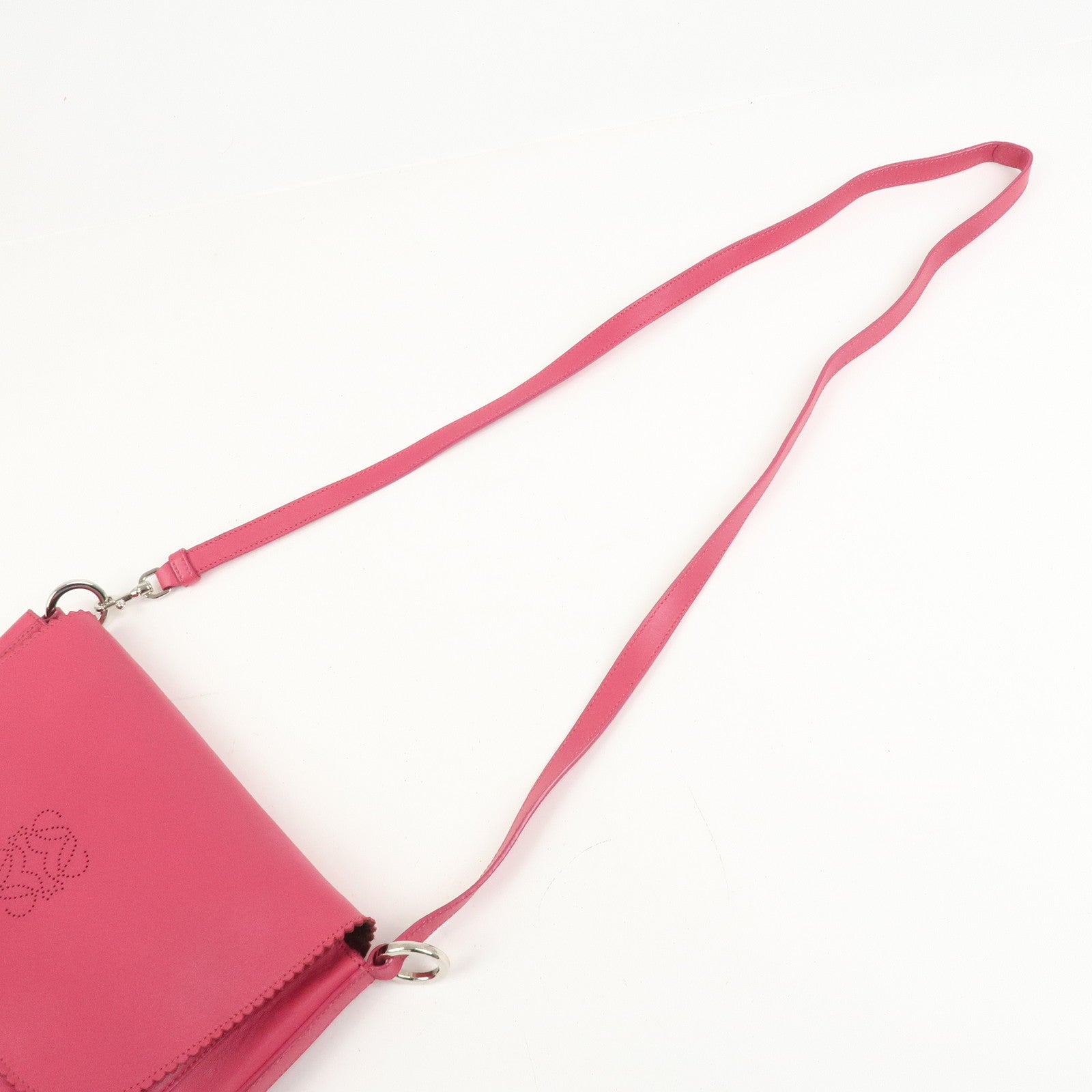 LOEWE Anagram Leather Shoulder Bag Crossbody Bag Pink
