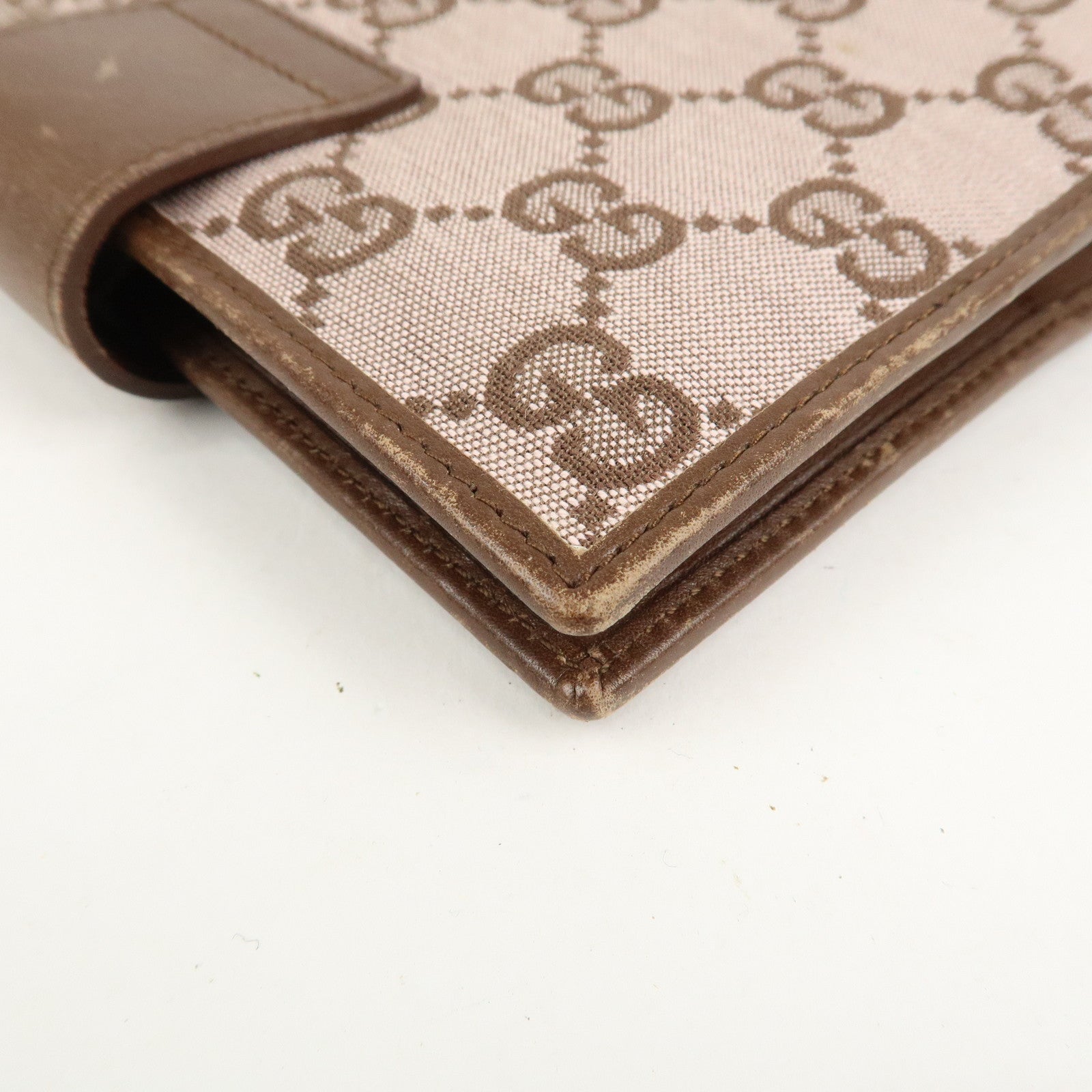 GUCCI GG Canvas Leather Agenda Cover Pink Brown 031.3661.1069