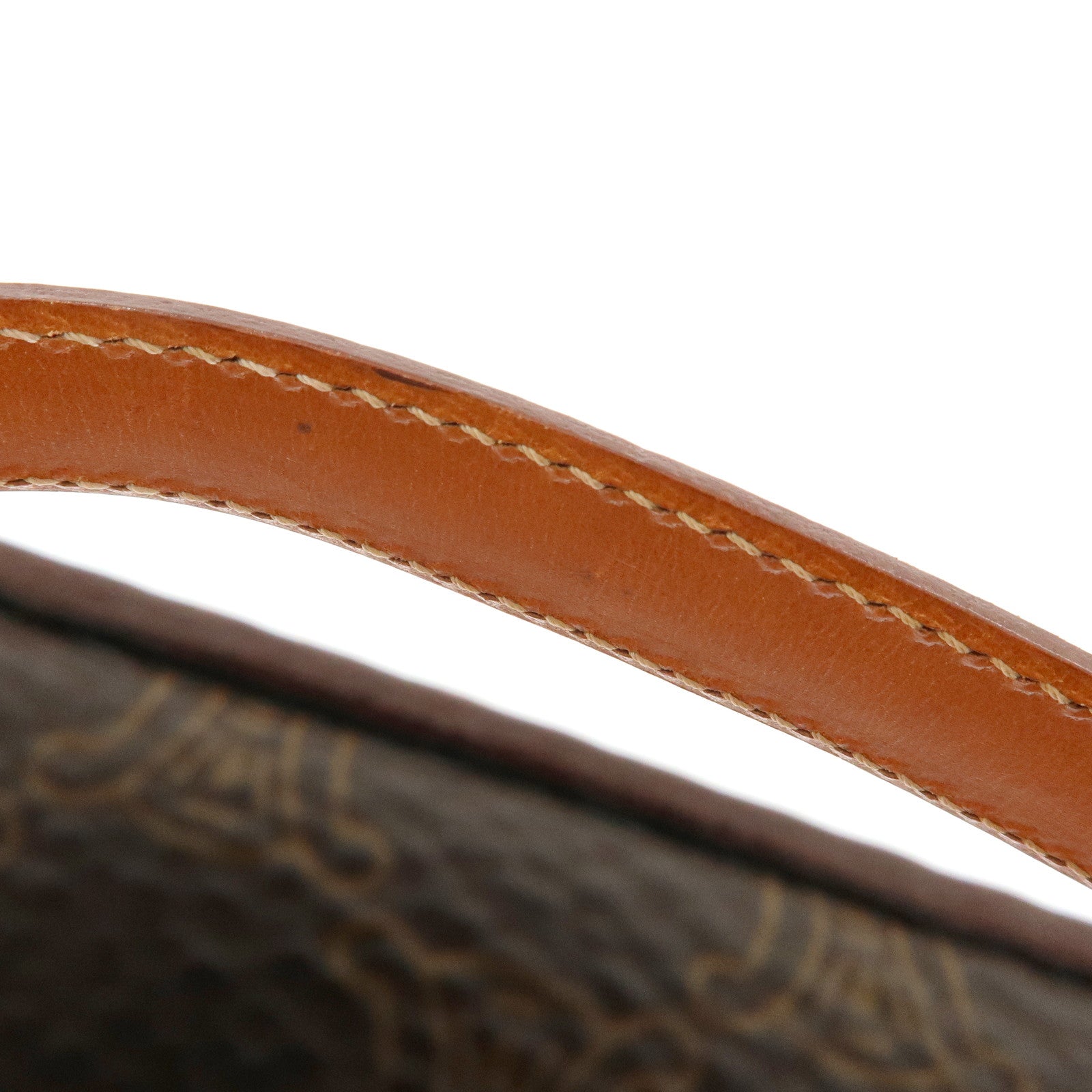 CELINE Macadam PVC Leather Hand Bag Pouch Cosmetic Pouch Brown