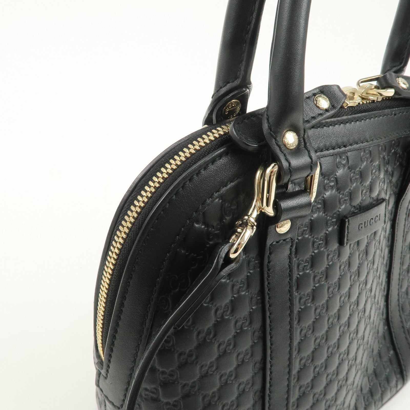 GUCCI Micro Guccissima Leather 2Way Hand Shoulder Bag Black 449654