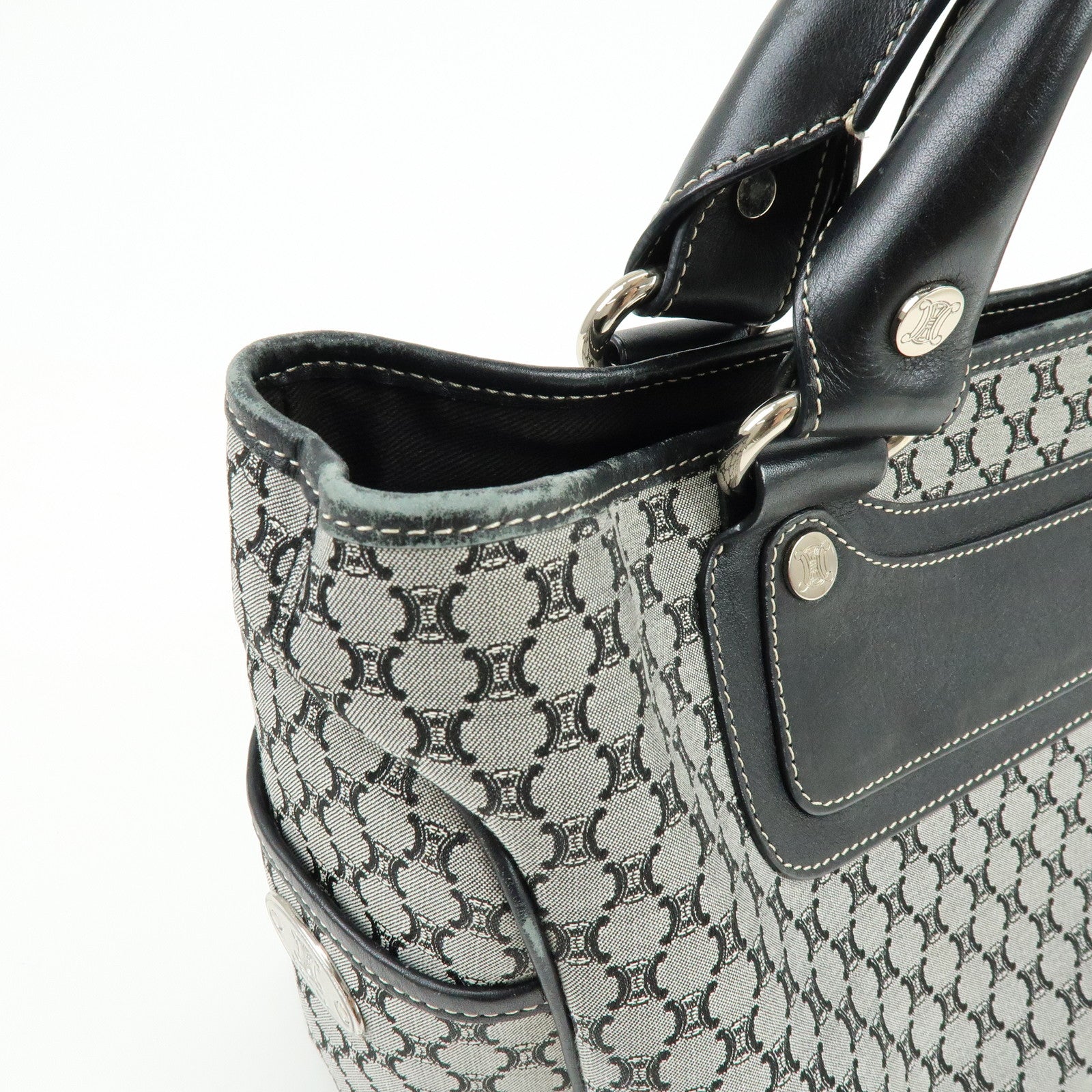 CELINE Macadam Canvas Leather Boogie Bag Hand Bag Navy