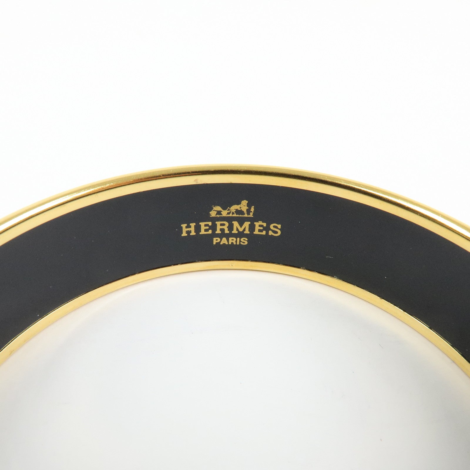 HERMES Email GM Bangle Gold Plated Bracelet Gold Black