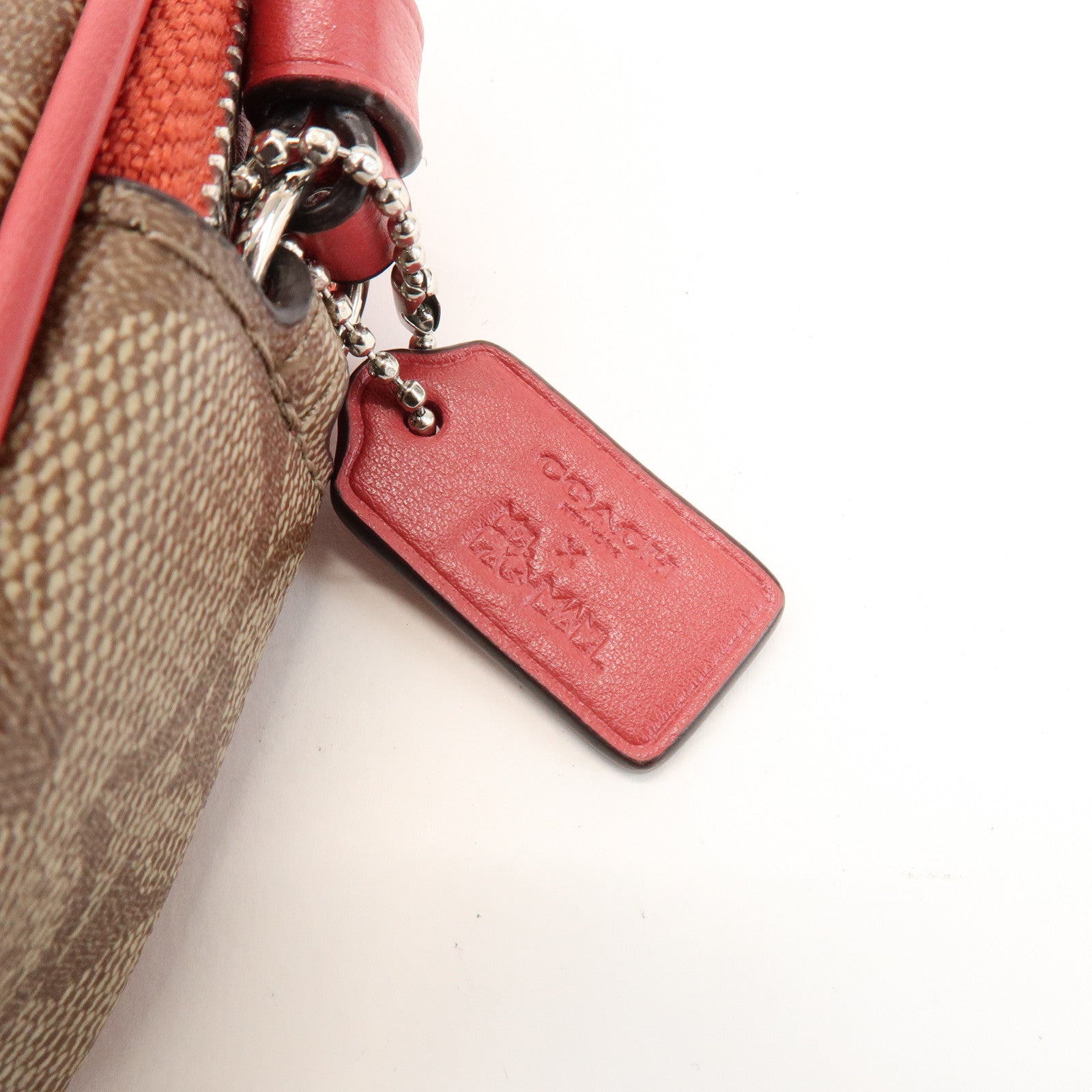 COACH Signature Pacman Collaboration Shoulder Bag Brown Red