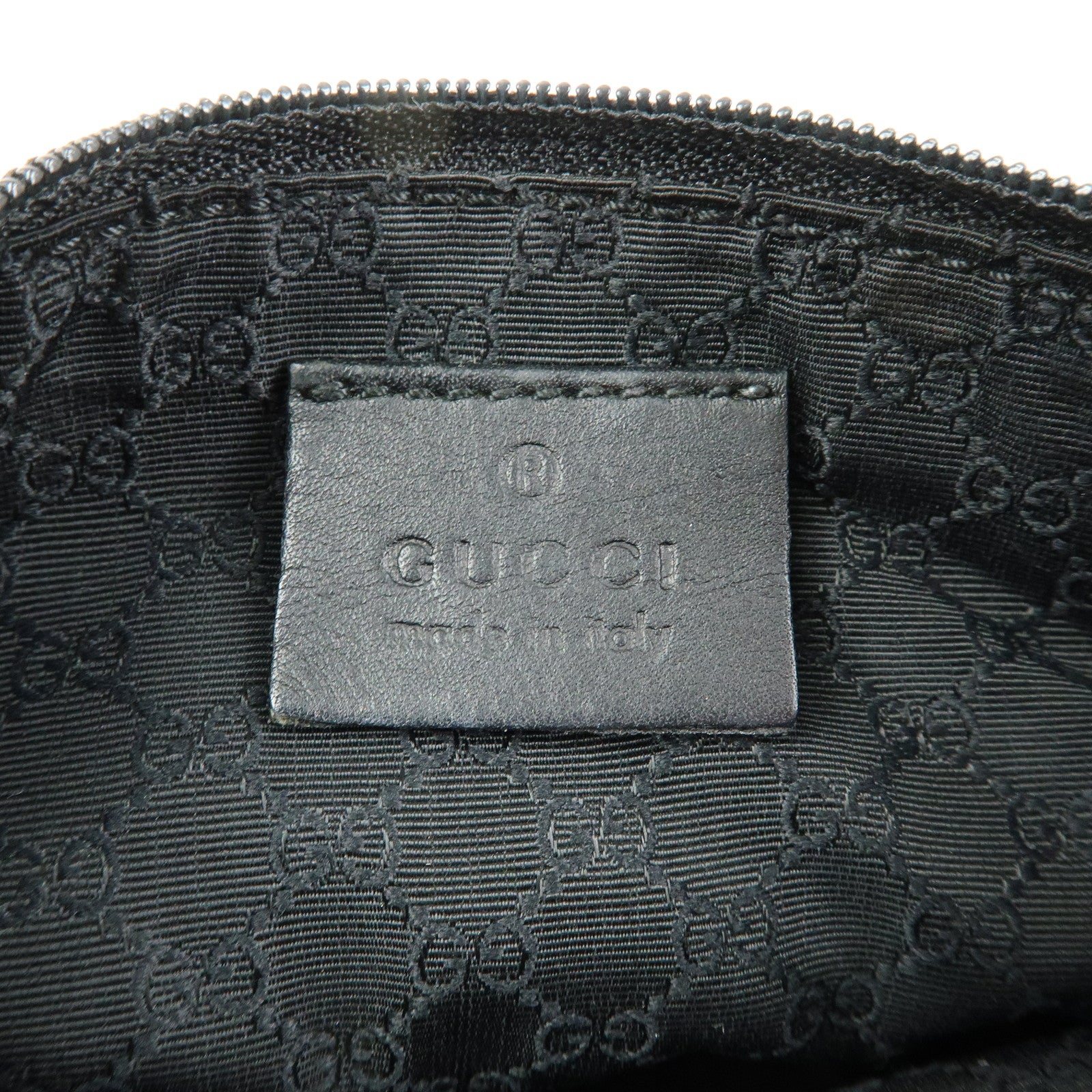 GUCCI Logo Canvas Leather Small Hand Bag Black Beige 92820
