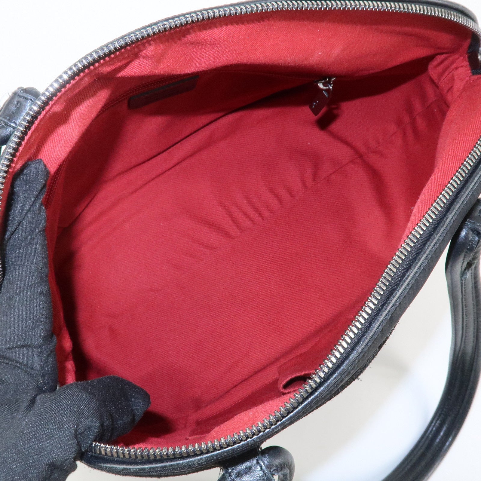 Ferragamo Gancini Suede Nylon Leather Shoulder Bag Hand Bag Black