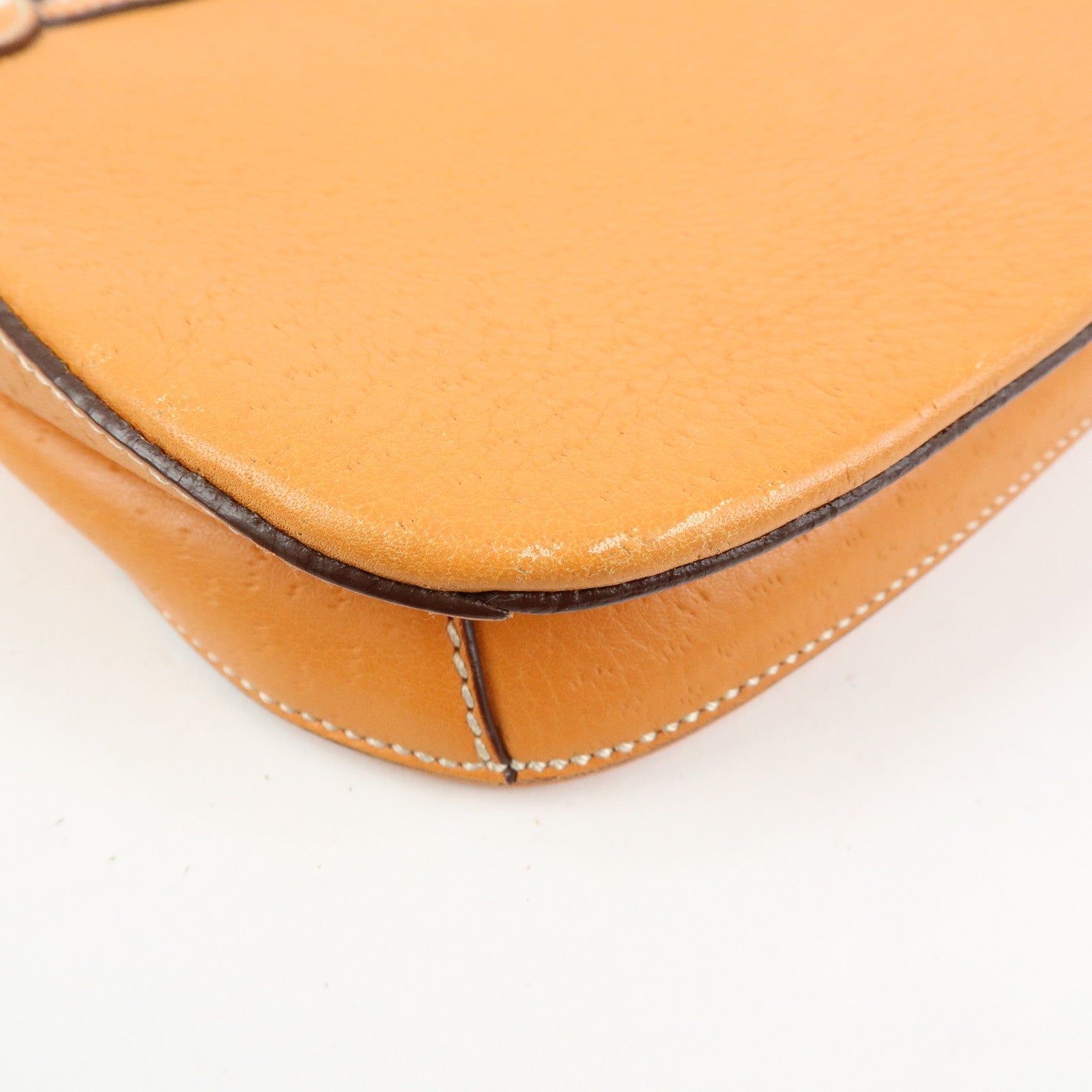 Ferragamo Gancini Leather Hand Bag Shoulder Bag Orange