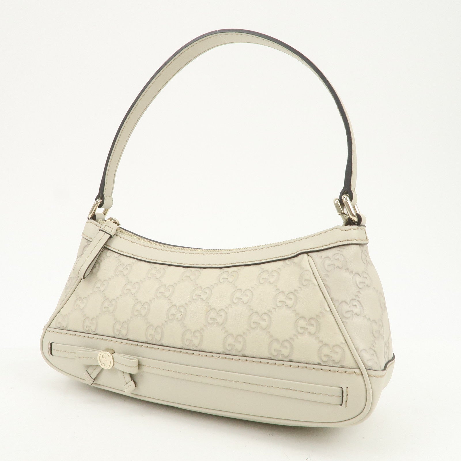 GUCCI Guccissima Mayfair Interlocking G Leather Shoulder Bag Ivory