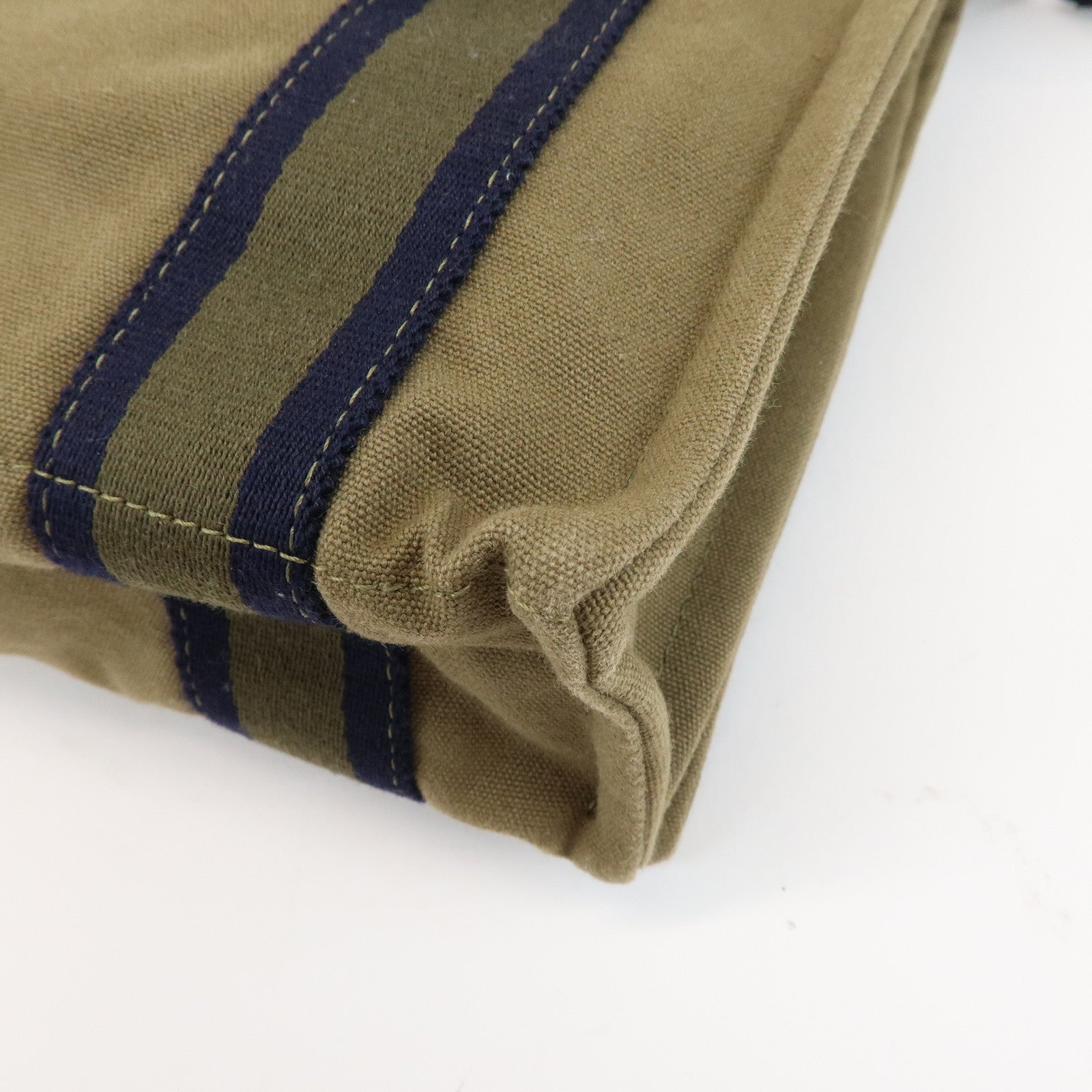 HERMES Logo Canvas Fourre Tout Bassus PM Shoulder Bag Khaki