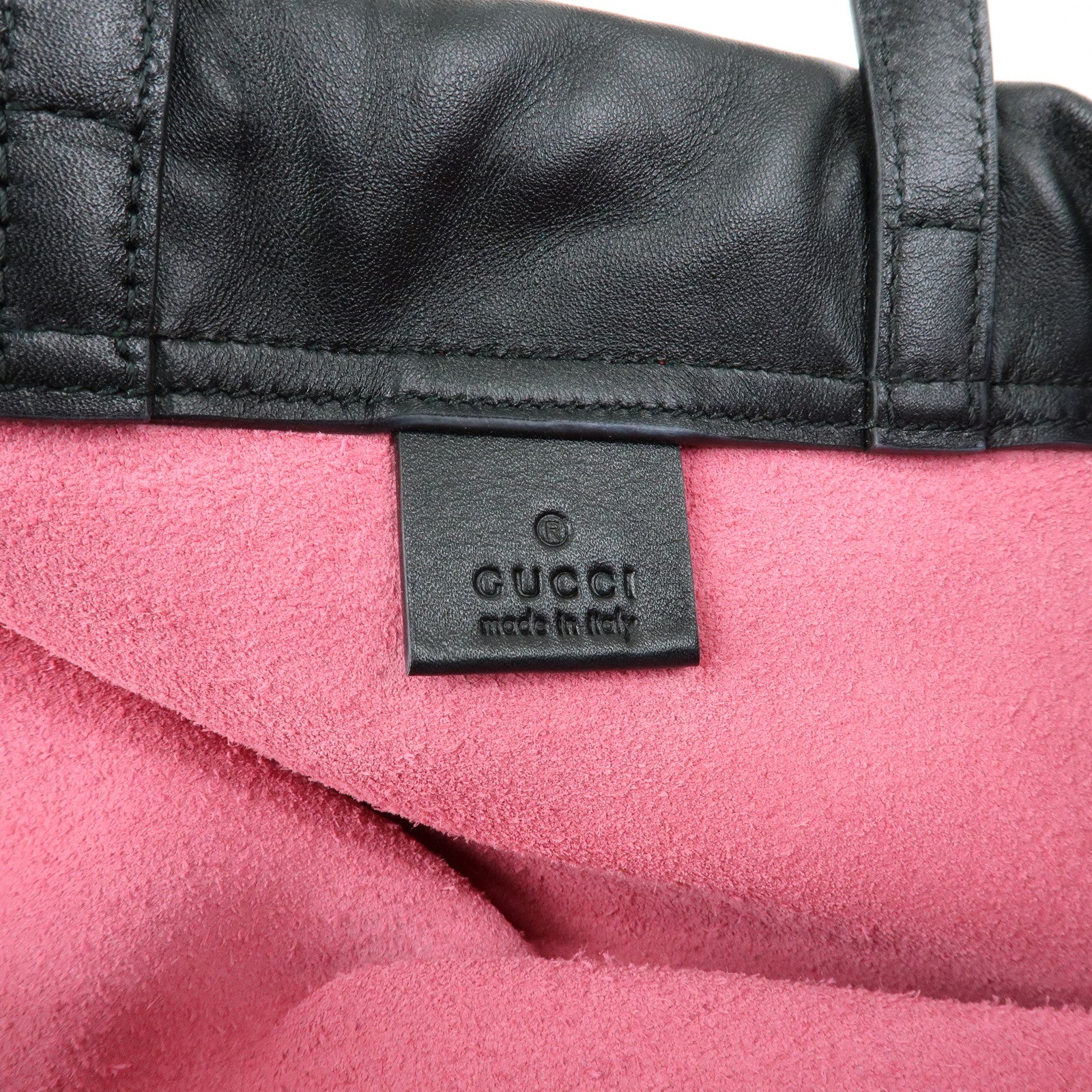 GUCCI Sherry Leather Hand Bag Draw String Backpack Pink 316639