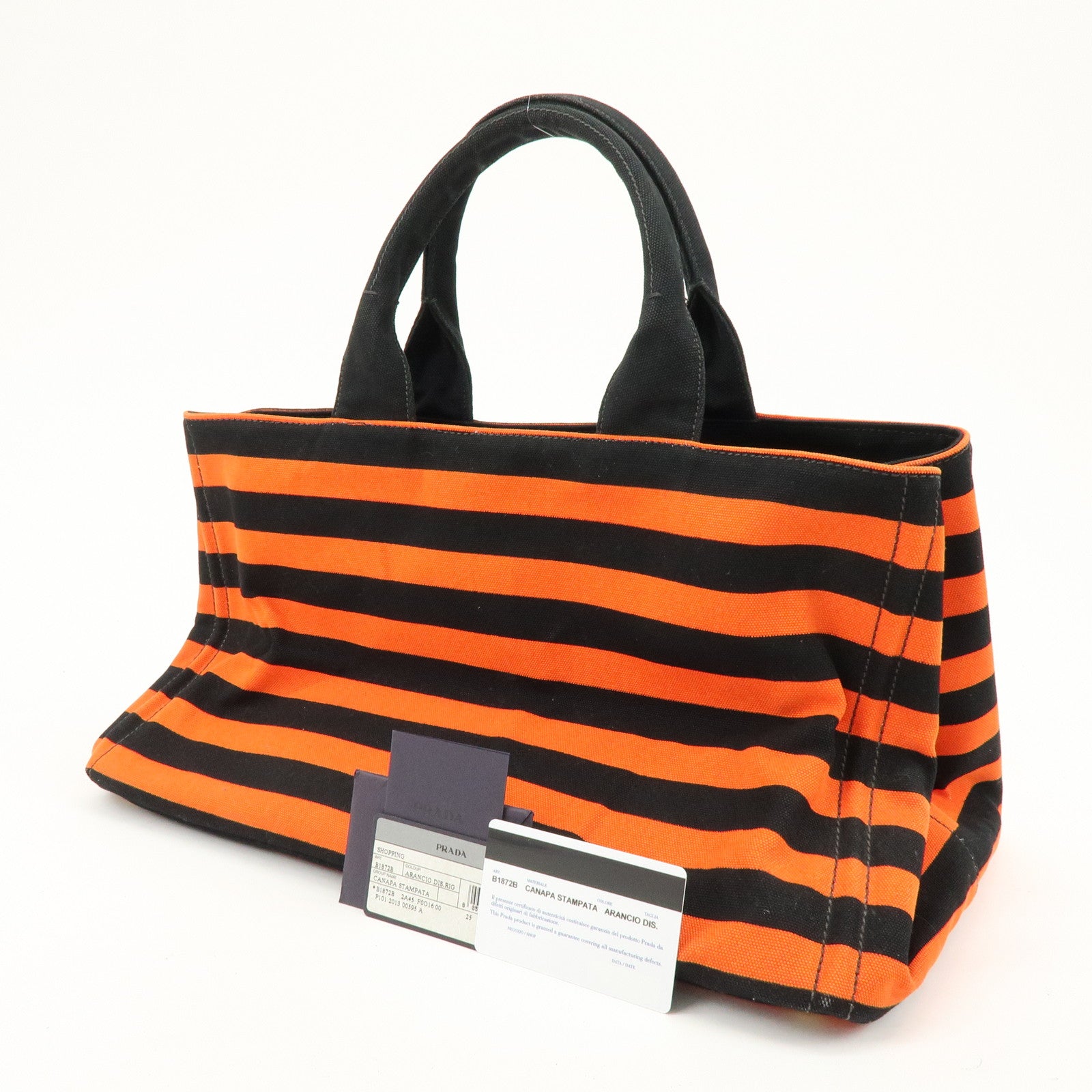 PRADA Triangle Logo Canapa Large Canvas Tote Bag Orange B1872B