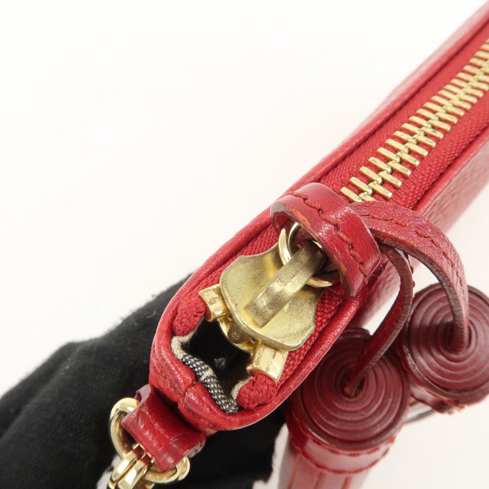 BURBERRY Logo Leather Chain Shoulder Bag Crossbody Bag Red Used
