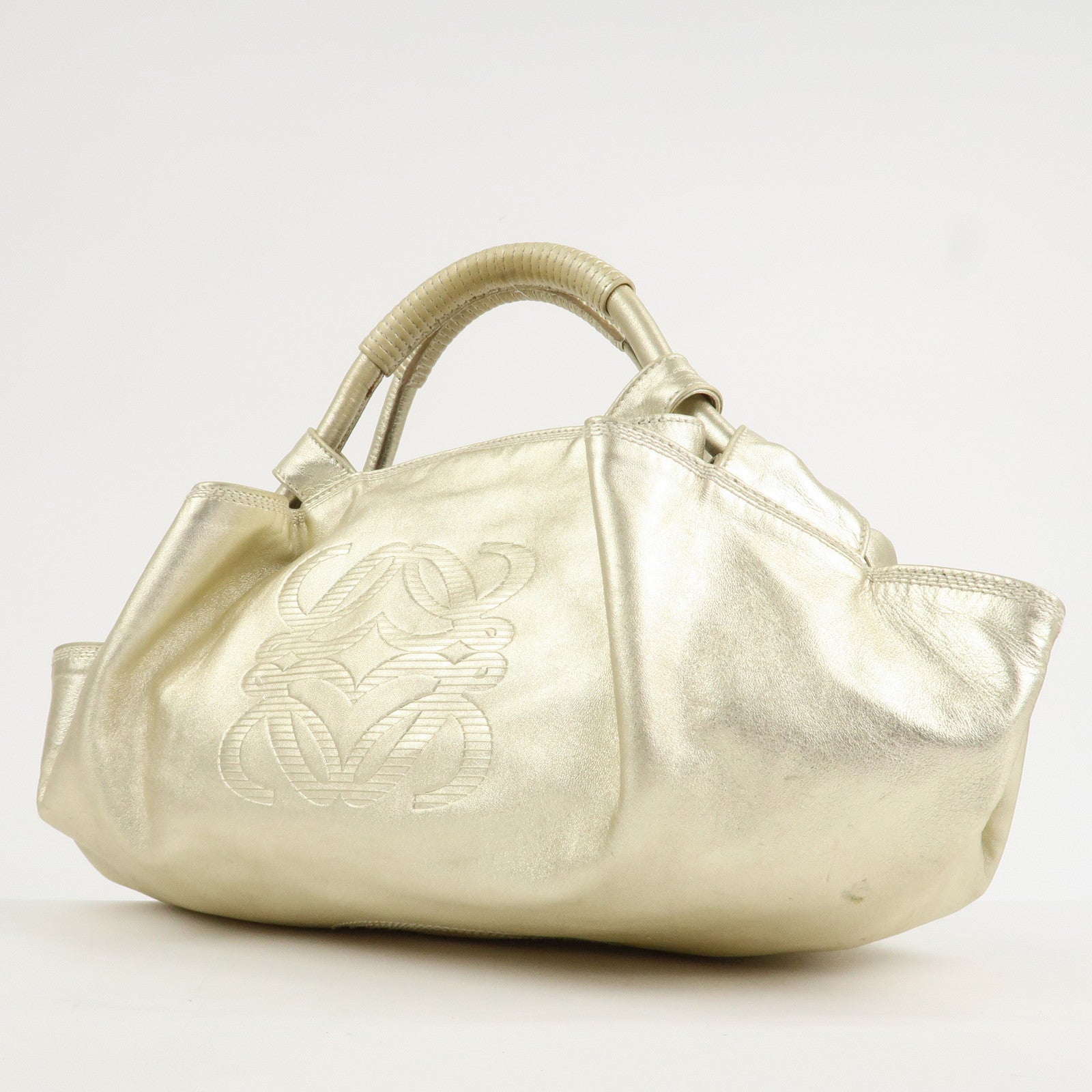 LOEWE Anagram Leather Nappa Aire Hand Bag Tote Bag Gold