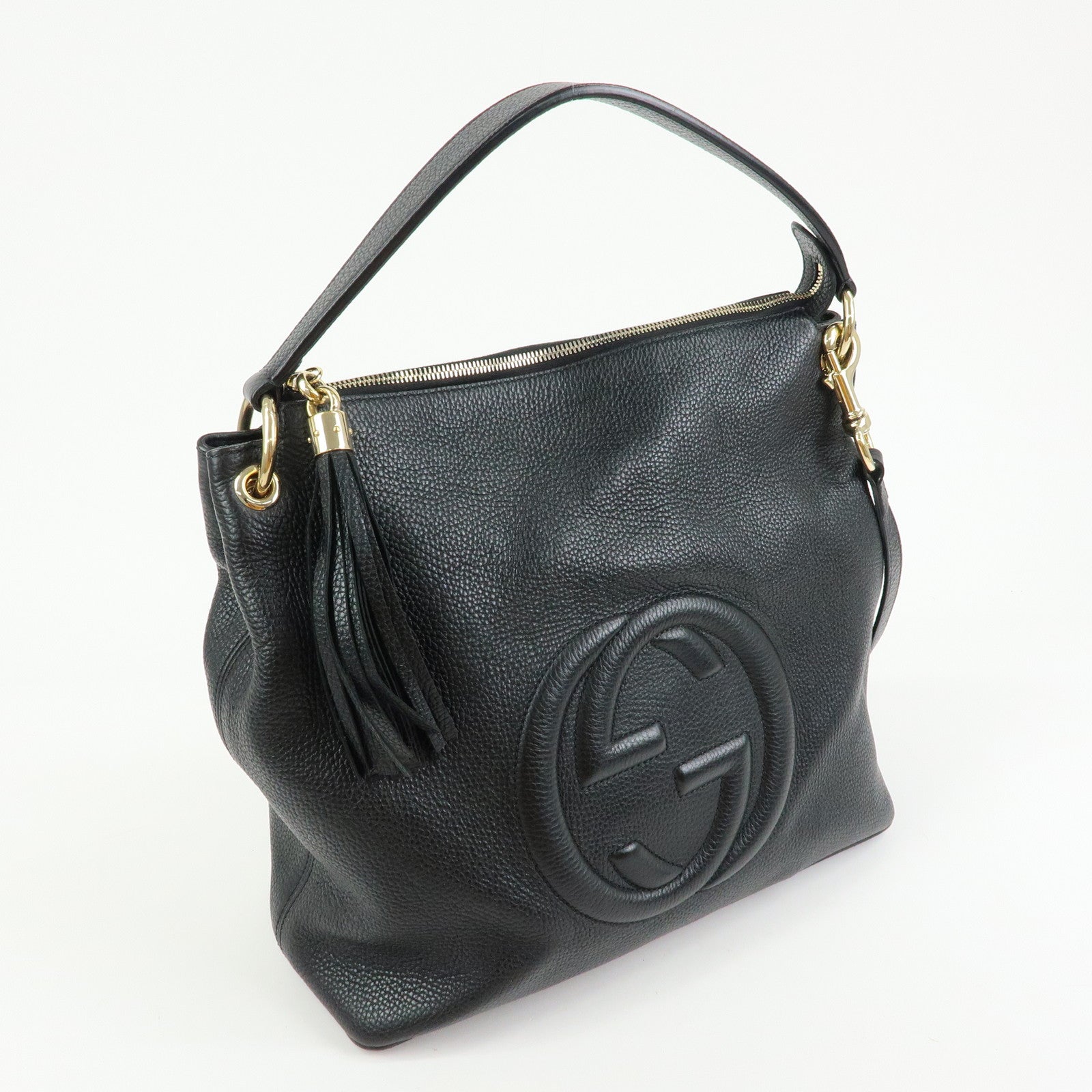 GUCCI Interlocking G Soho Leather 2Way Bag Hand Bag Black 536194