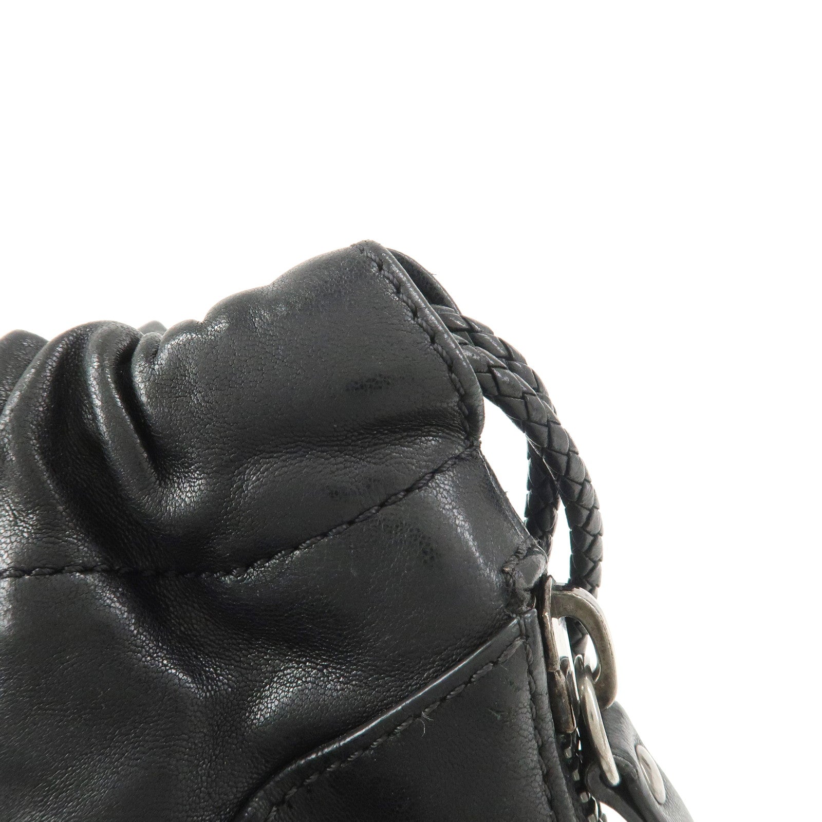 JIMMY CHOO Star Studs Leather Shoulder Bag Hand Bag Black