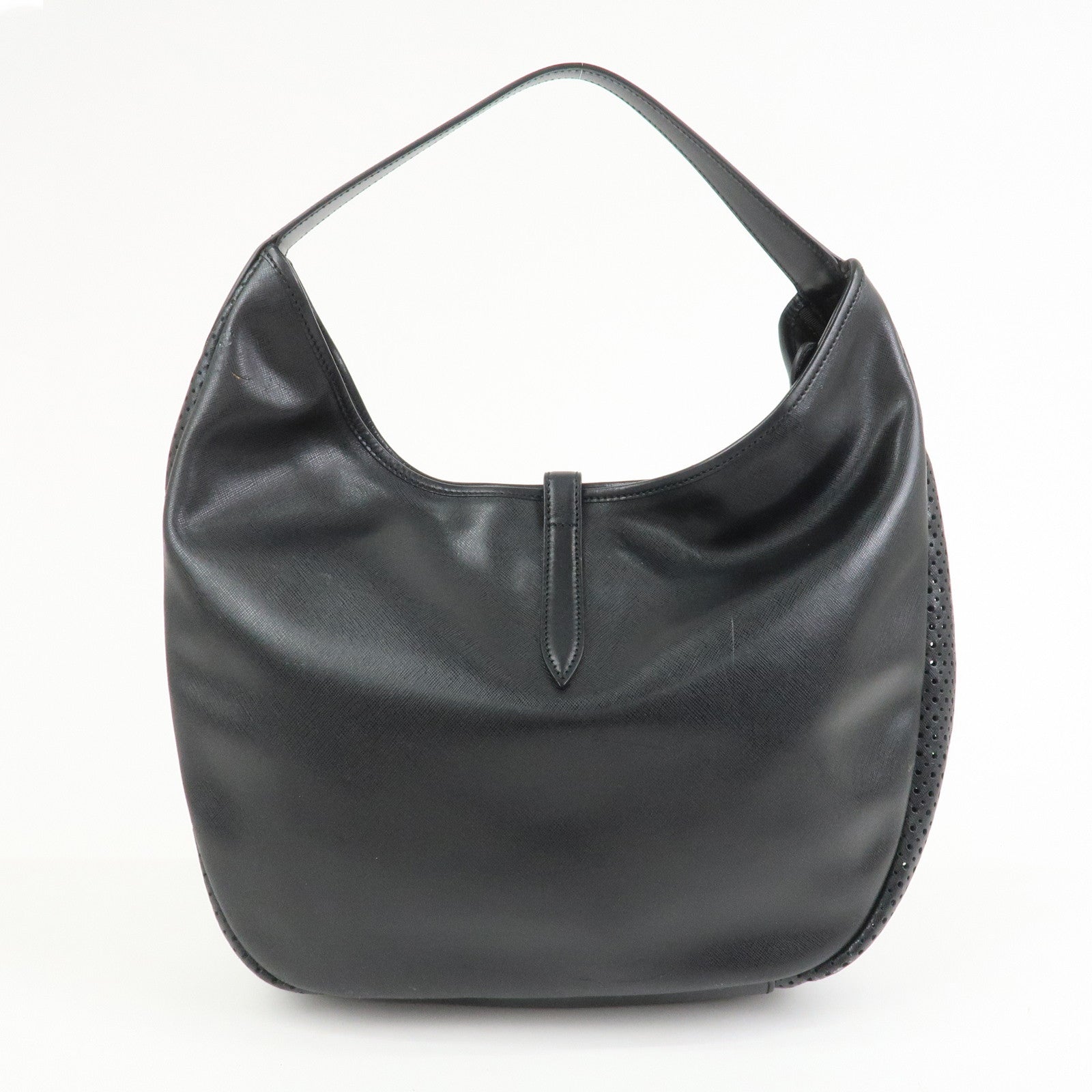 Ferragamo Gancini Leather Shoulder Bag Hand Bag Black EE-21 C660