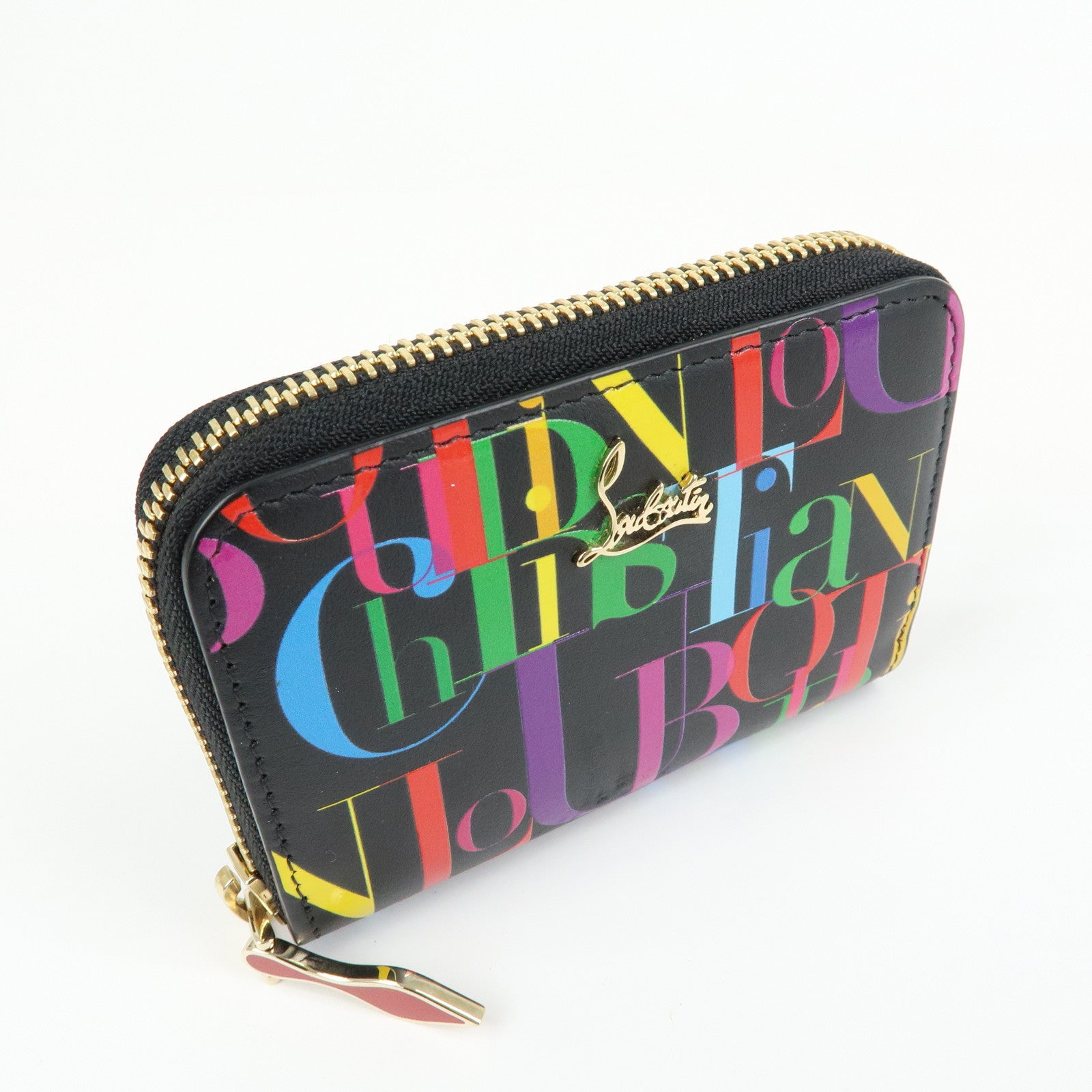 Christian Louboutin Leather Card Case Coin Case Black Multicolor