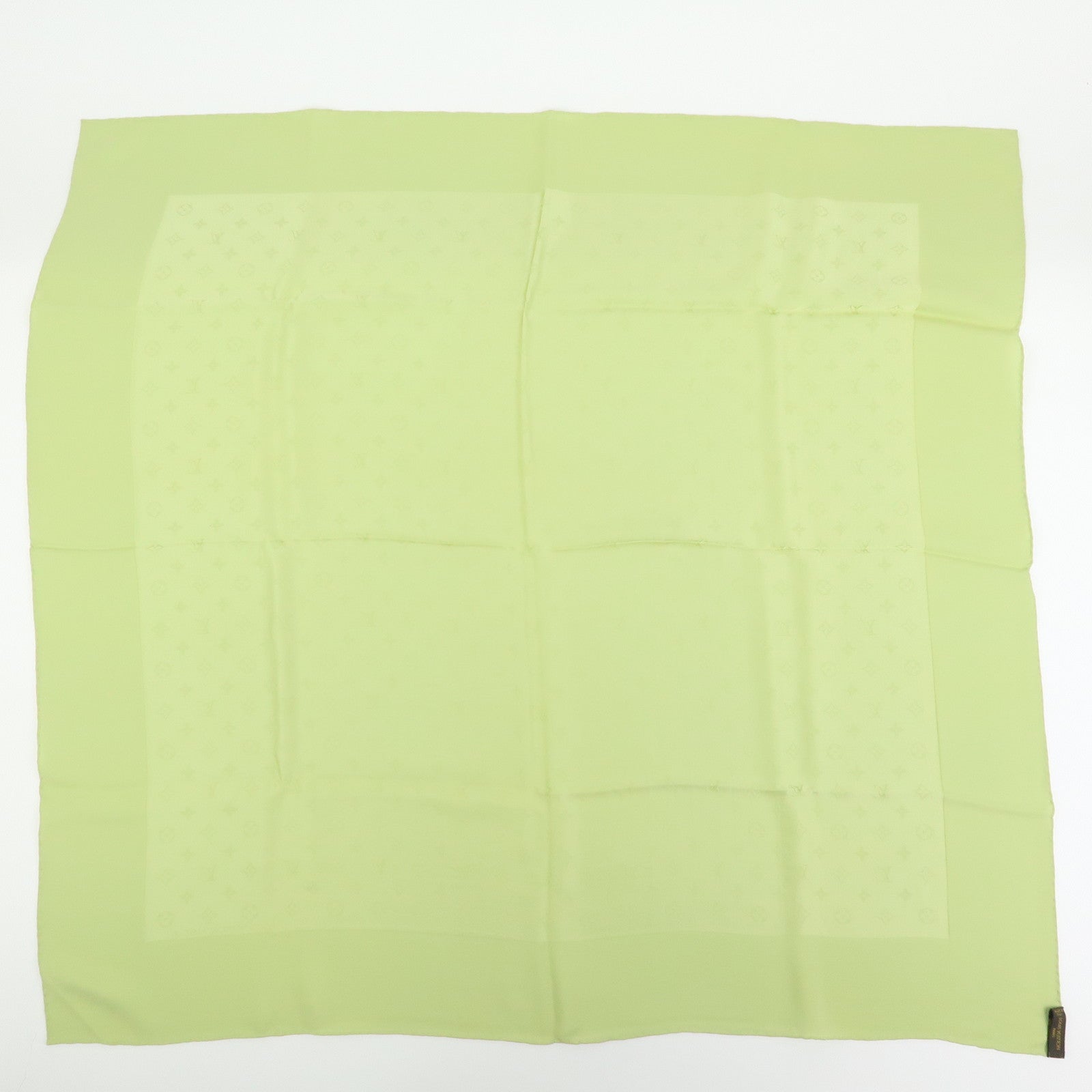 Louis Vuitton Monogram Silk 100% Scarf 85x85 Light Green