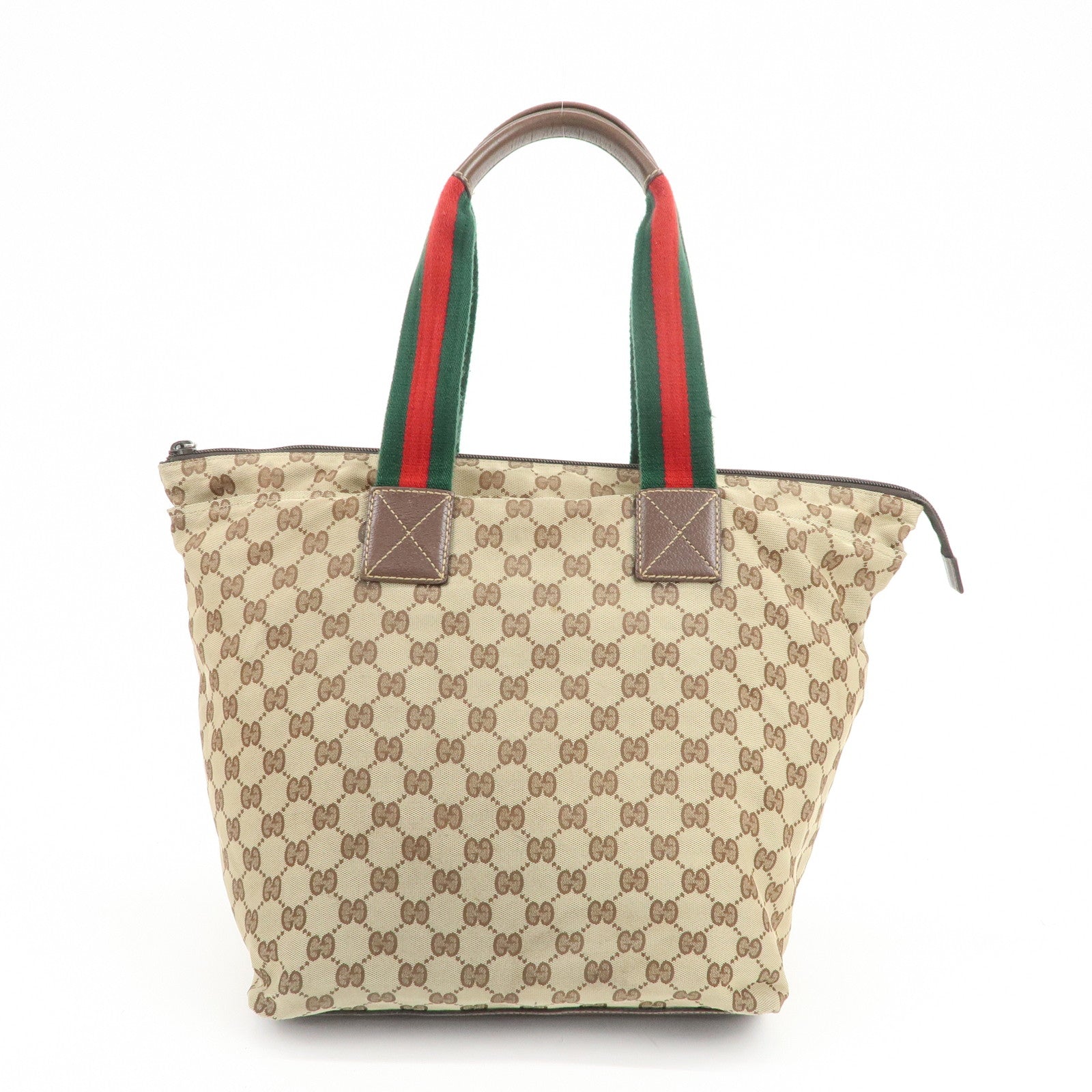 GUCCI Sherry GG Canvas Leather Tote Bag Shoulder Bag Brown 131231