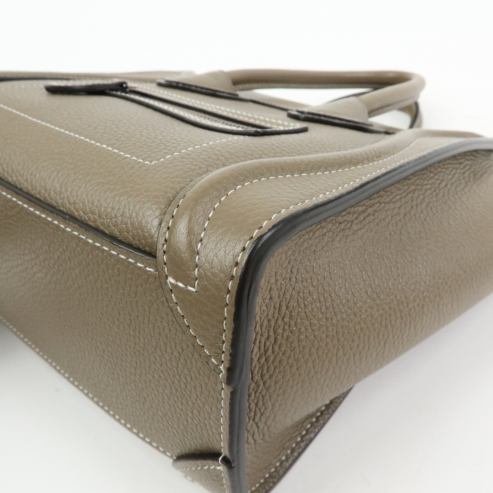 CELINE Luggage Nano Shopper Calf Leather 2Way Bag Hand Bag Gray