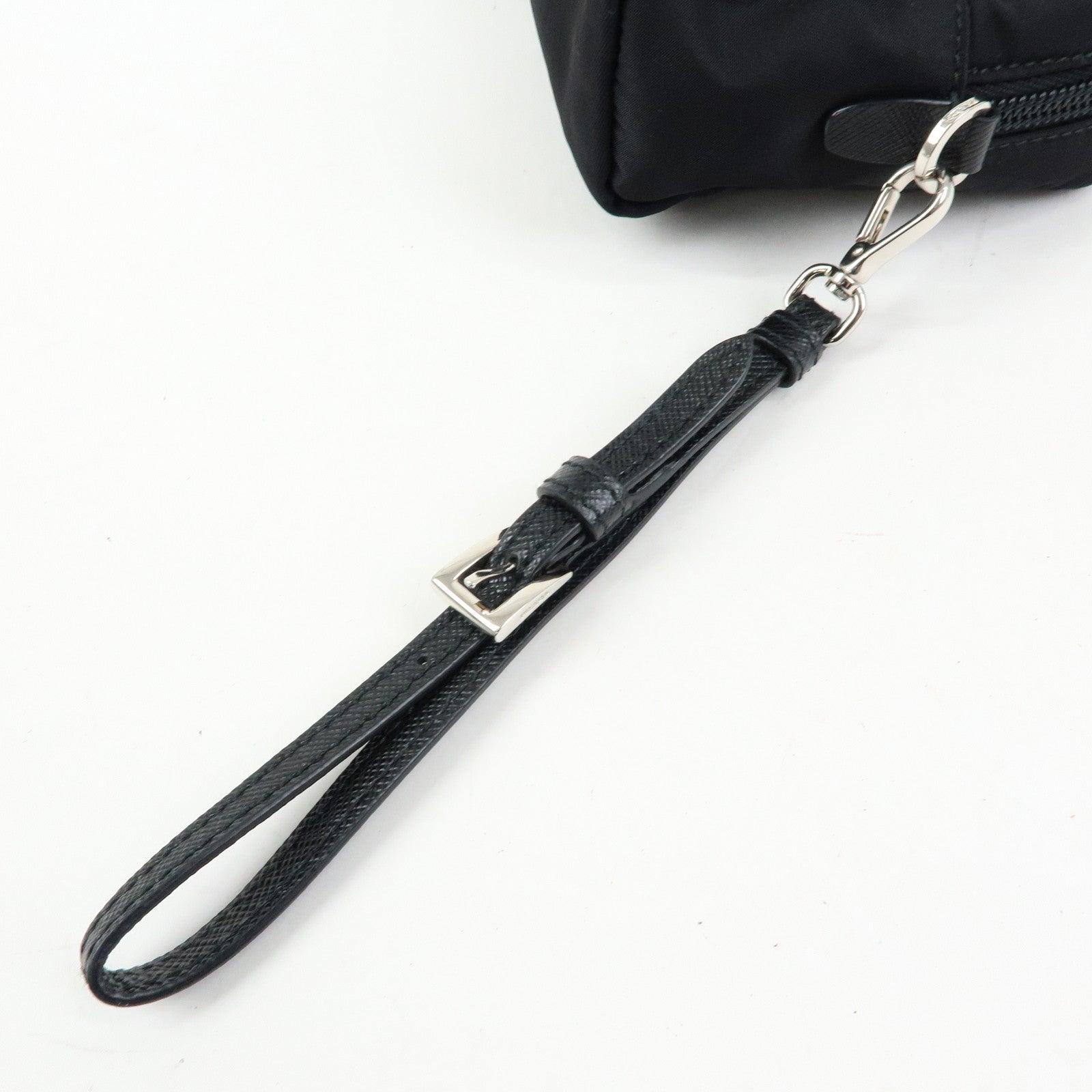 PRADA Triangle Logo Re-Nylon Saffiano Leather Cosmetic Pouch 1NE693