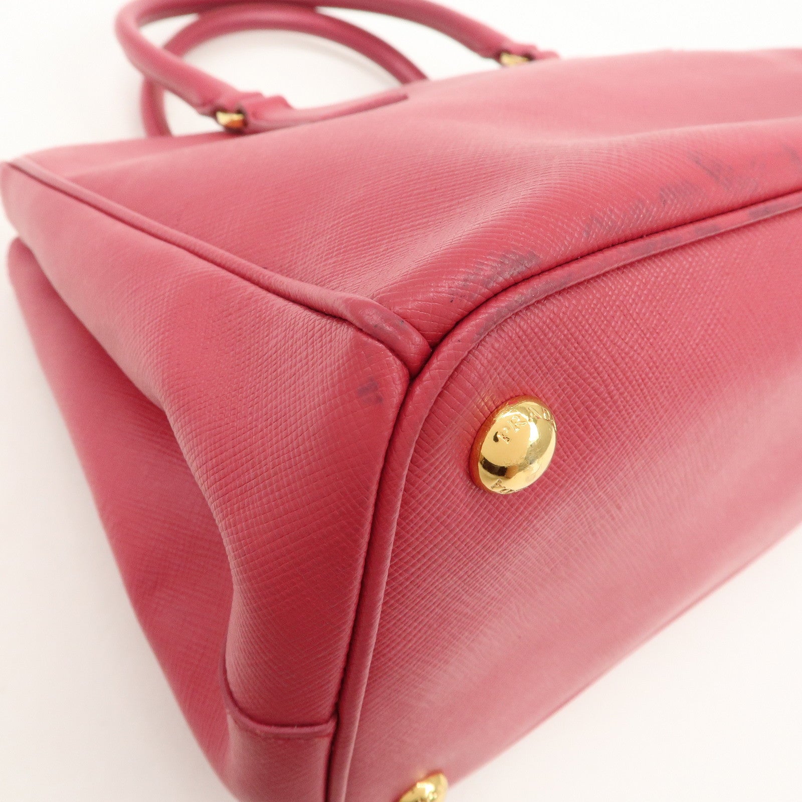 PRADA Triangle Logo Saffiano Leather 2Way Bag Hand Bag Pink BN1801