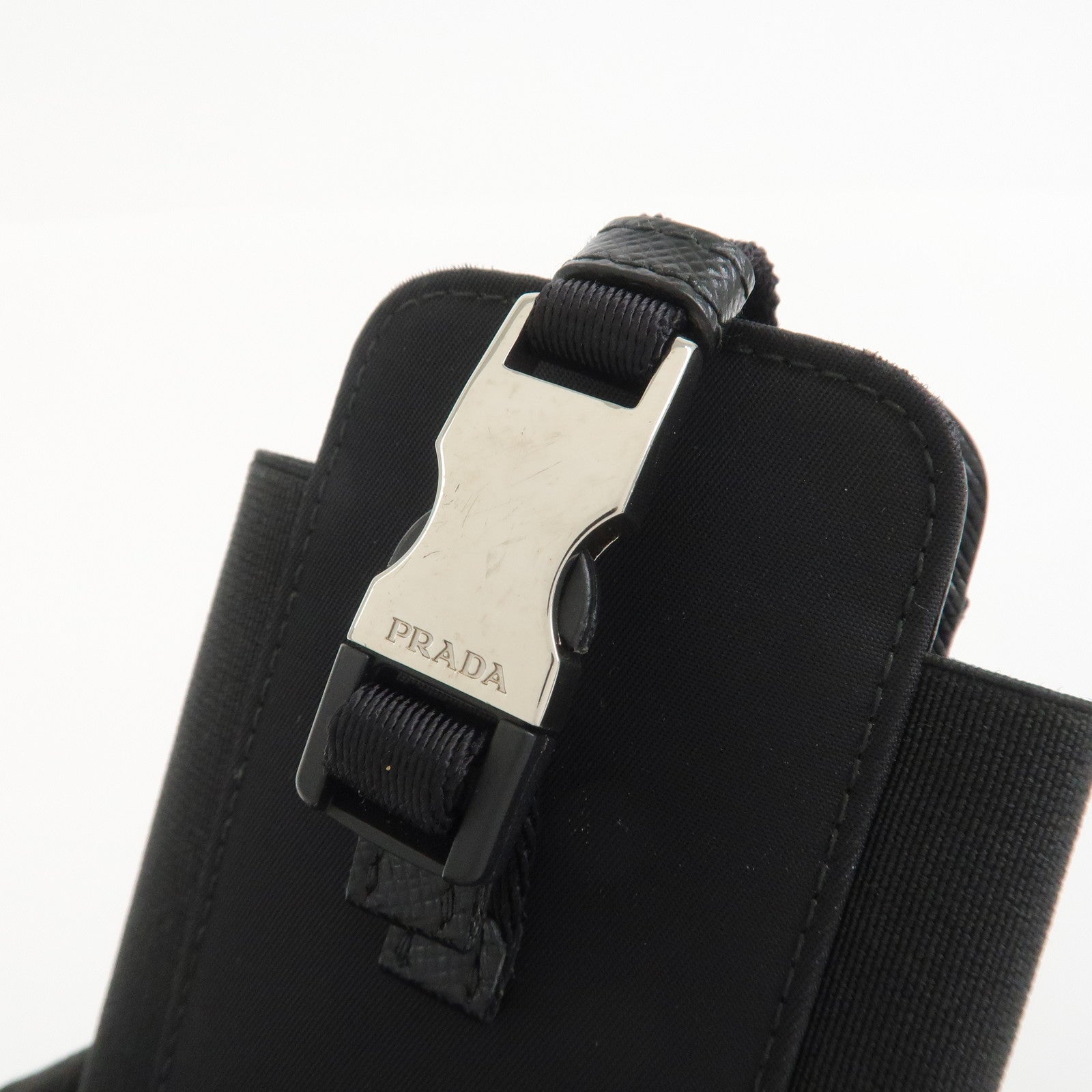 PRADA Triangle Logo Nylon Leather Phone Case Black 1ZT023