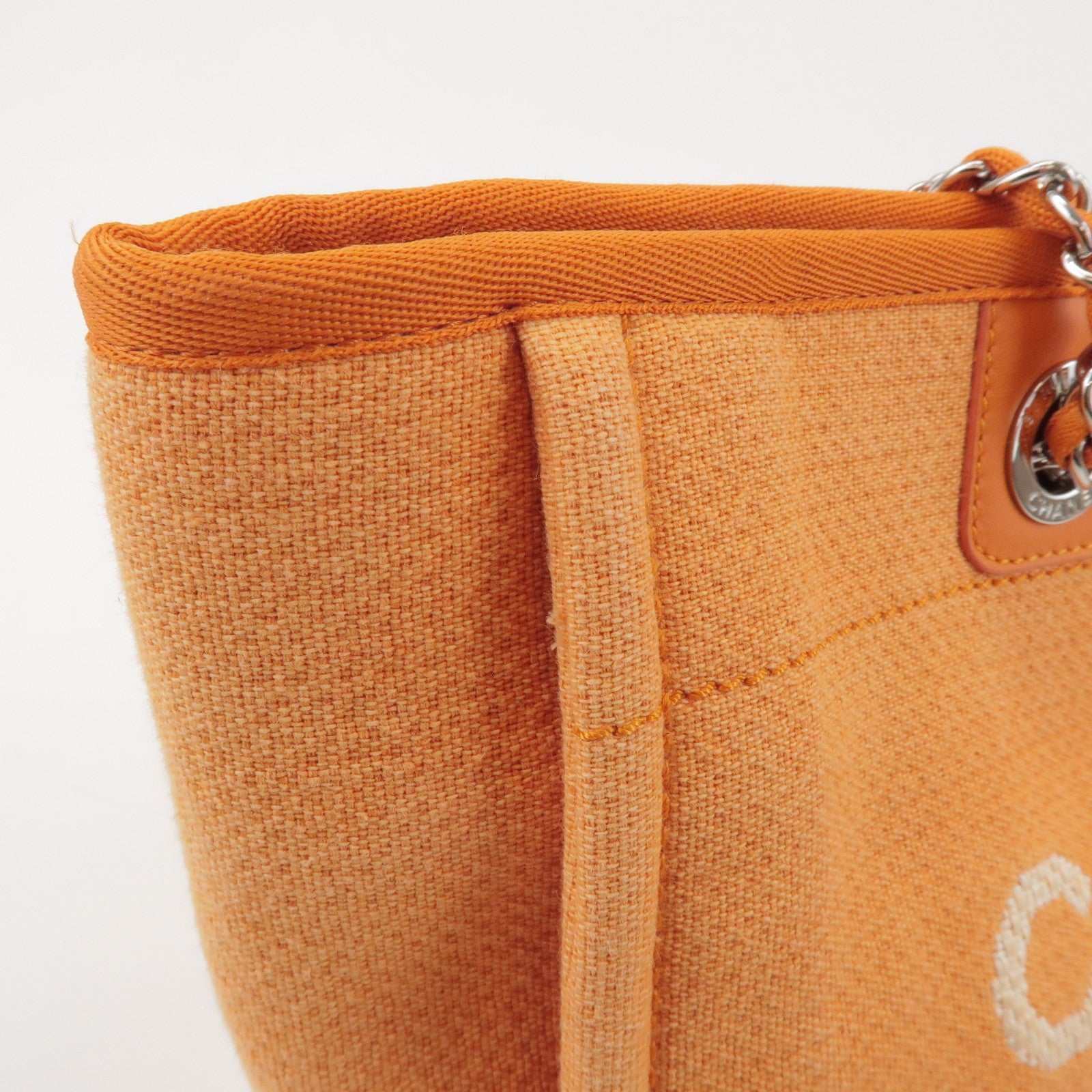 CHANEL Deauville MM Straw Leather Tote Bag Shoulder Bag A67001