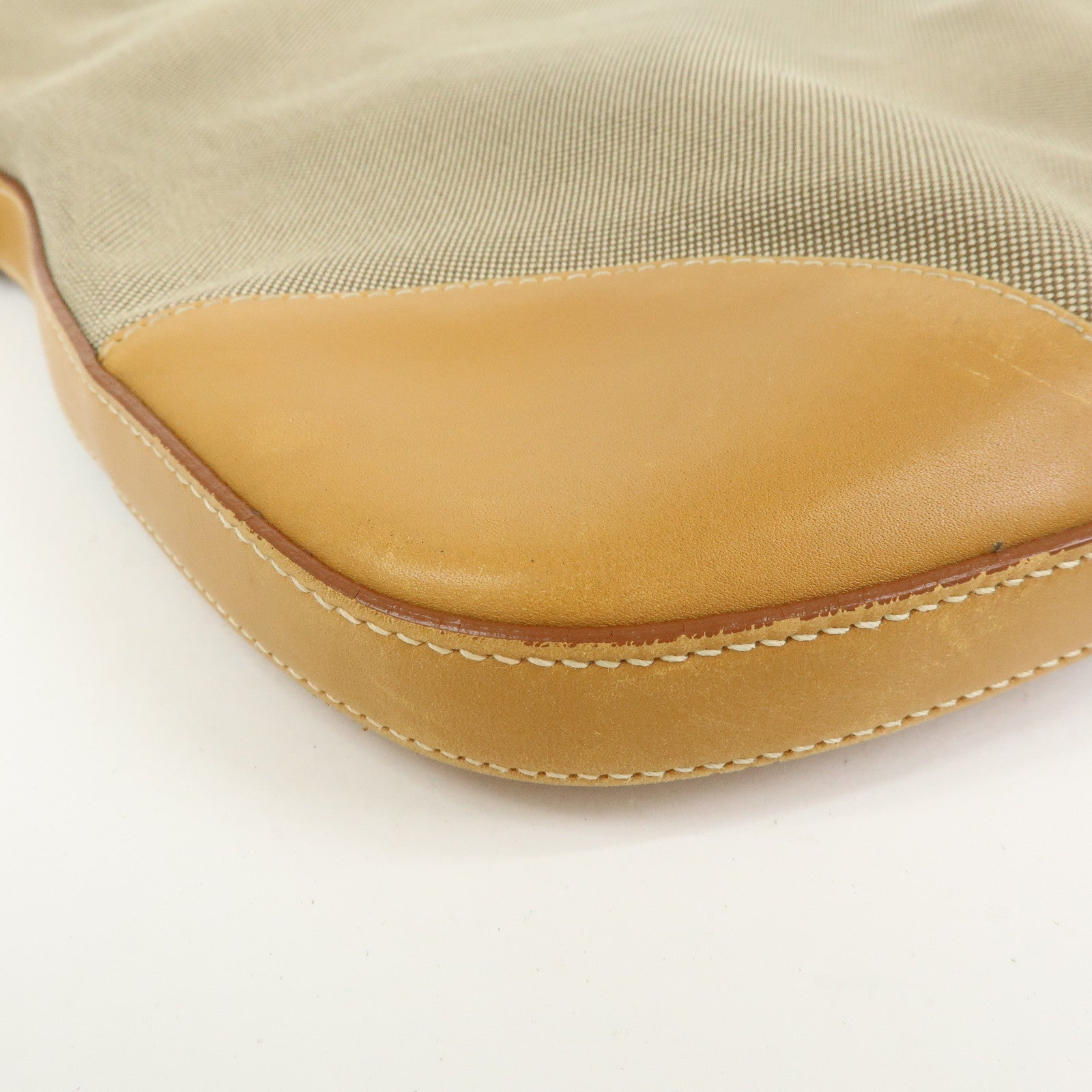 PRADA Logo Jacquard Leather Shoulder Bag Crossbody Bag Camel BT0533