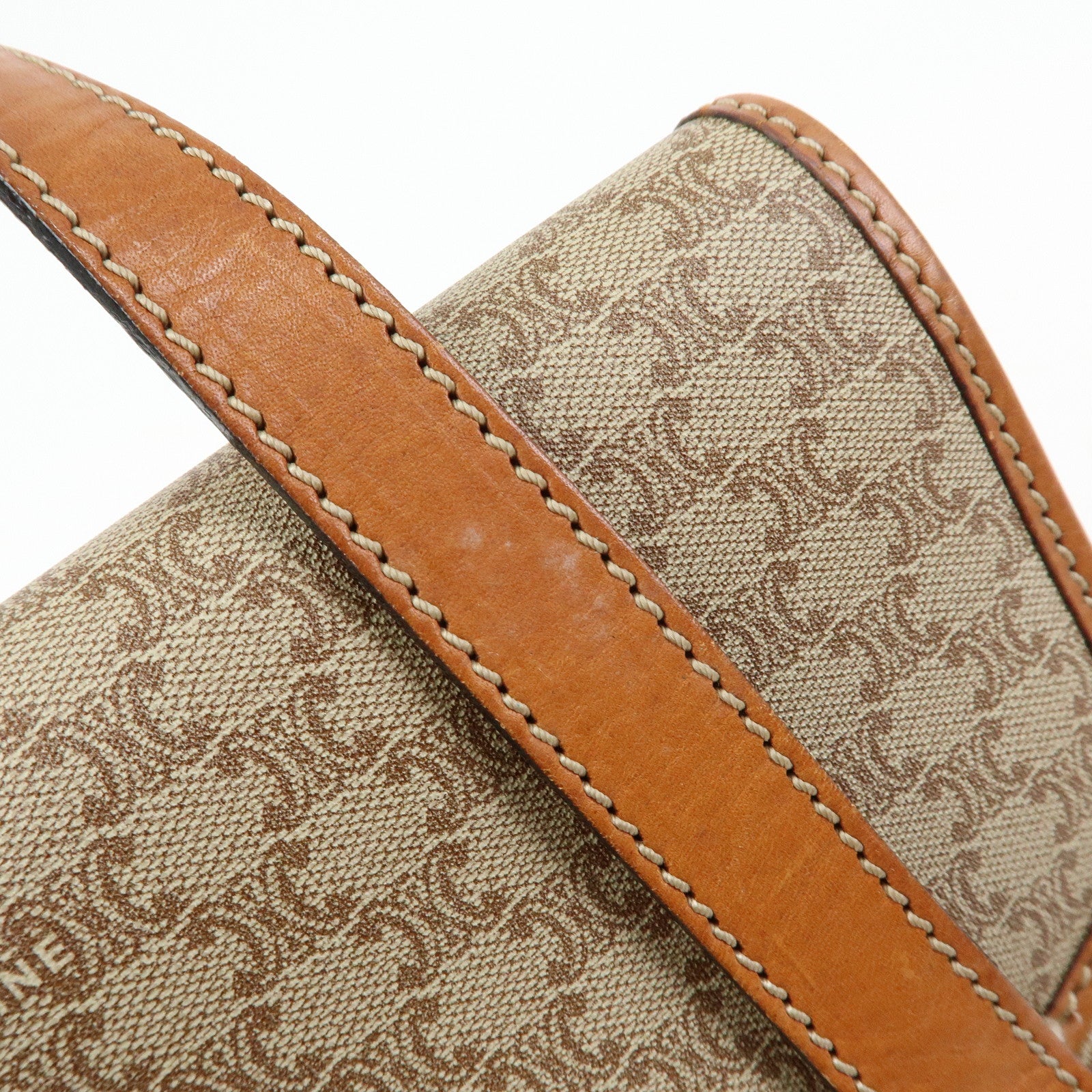 CELINE Logo Macadam PVC Leather Hand Bag Shoulder Bag Beige Brown