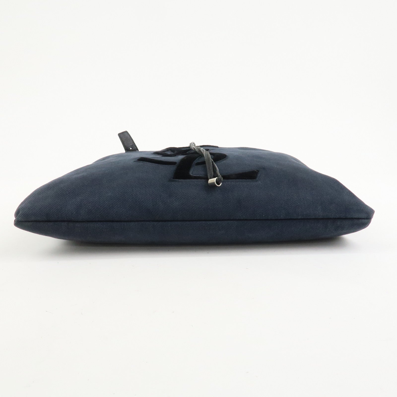 SAINT LAURENT PARIS Canvas Leather Tote Bag Shoulder Bag Navy