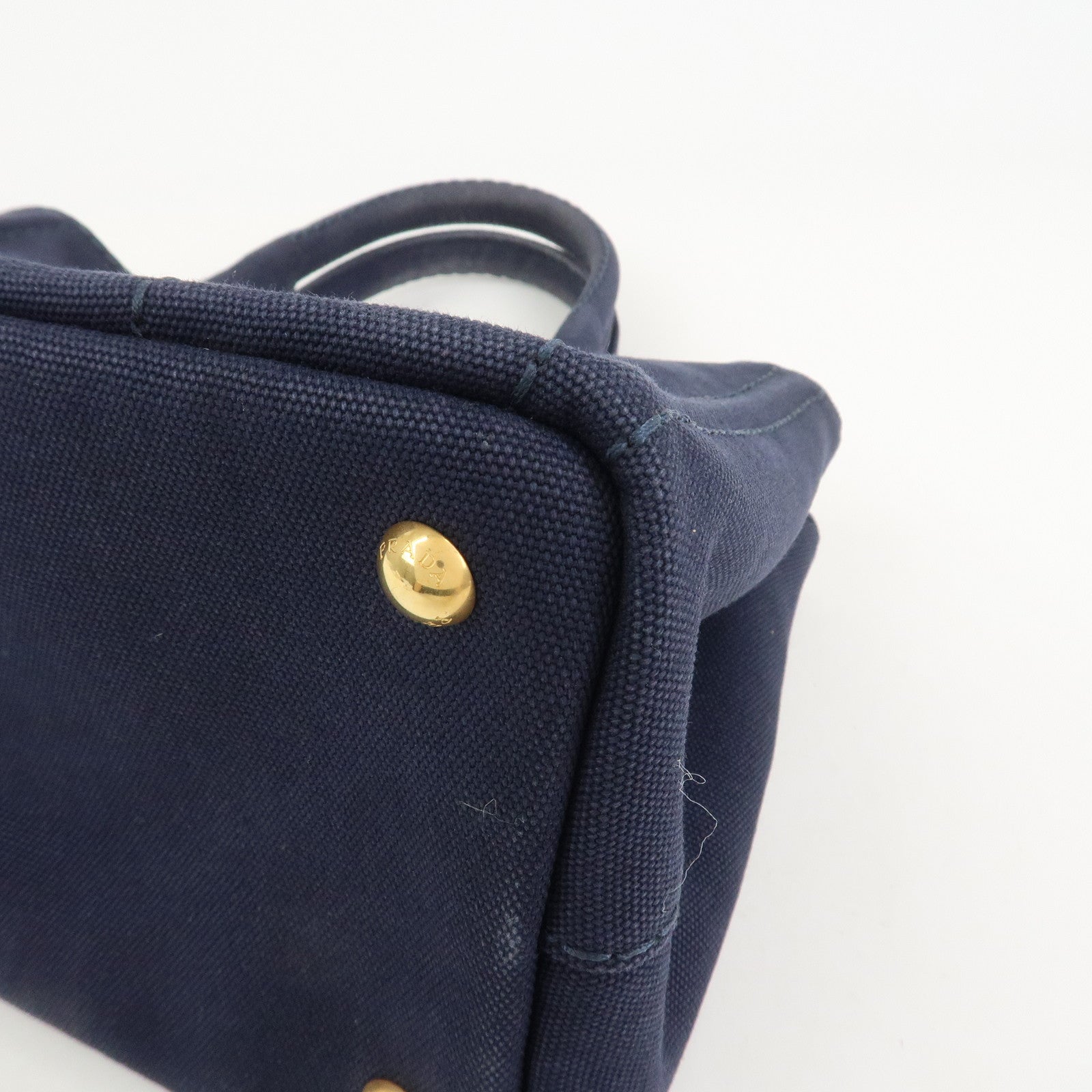 PRADA Logo Canapa Mini Canvas 2Way Bag Hand Bag Navy 1BG439