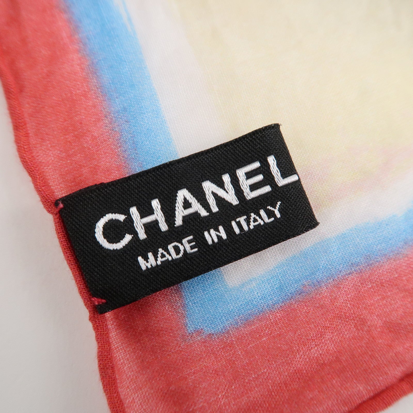CHANEL Cotton 100％ Scarf Handkerchief Multicolor Pink Used