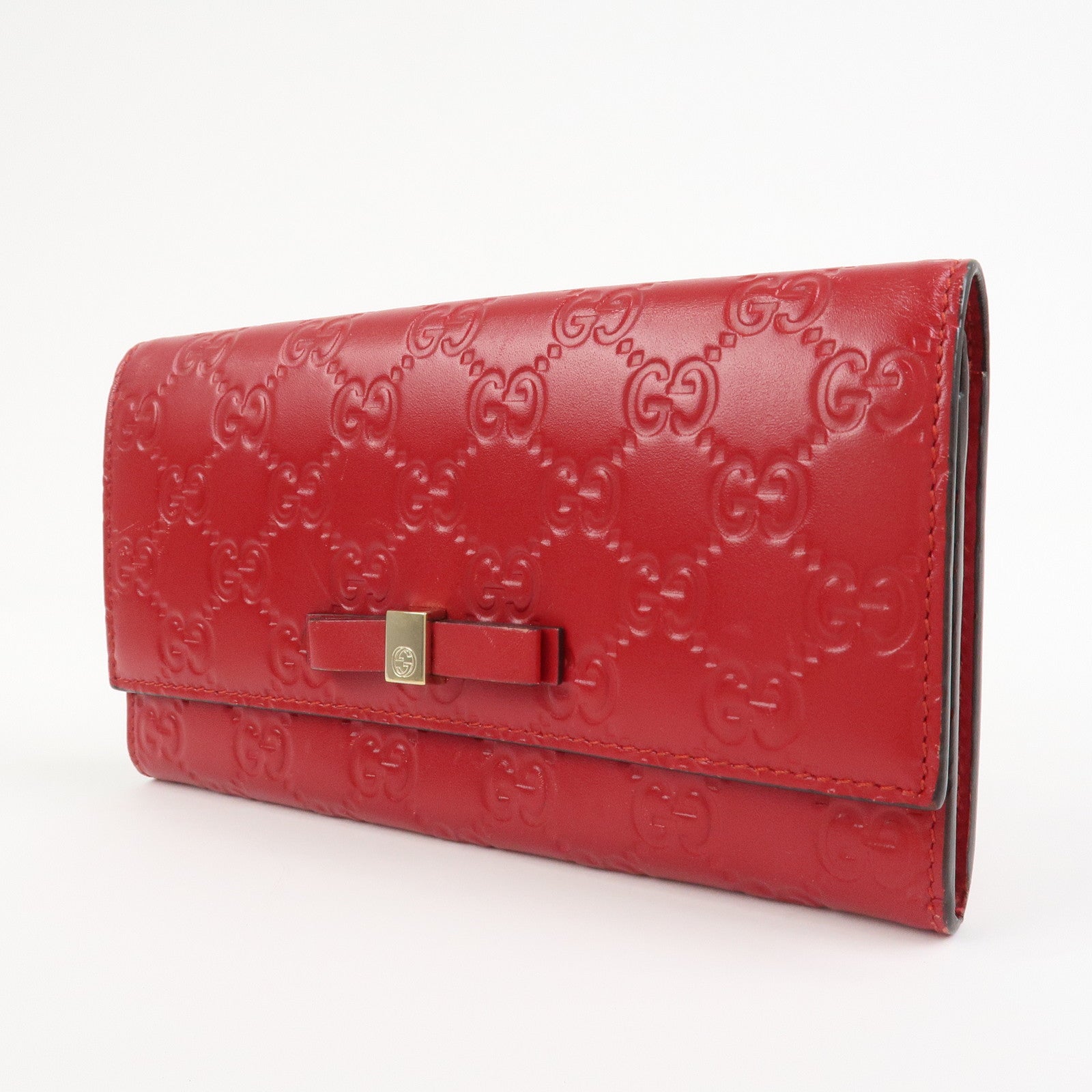 GUCCI Guccissima Interlocking G Flap Long Wallet Red 388679