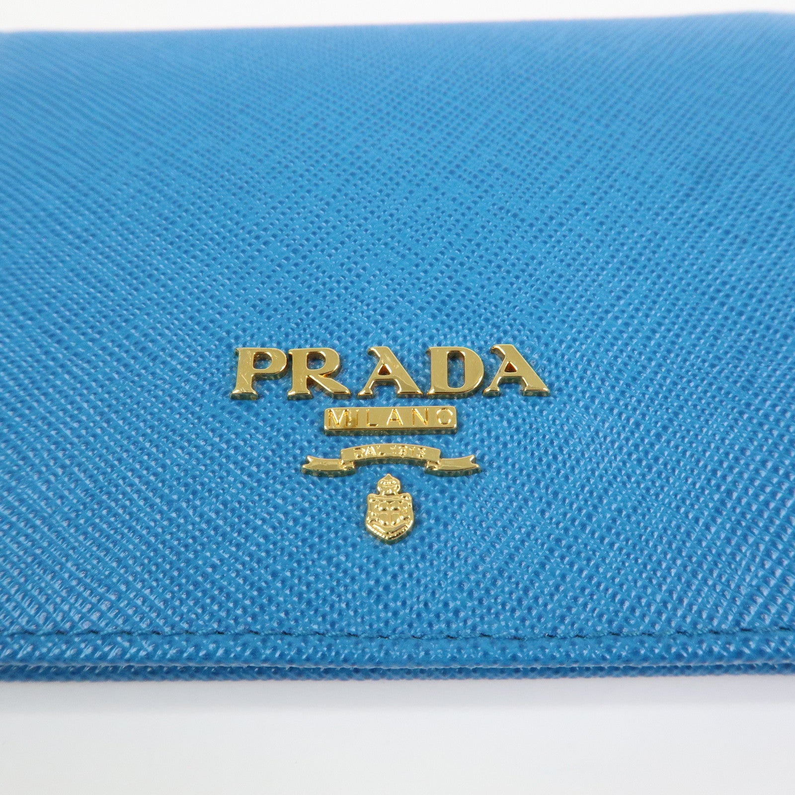 PRADA Saffiano Leather Bi-fold Compact Wallet Blue 1M0204