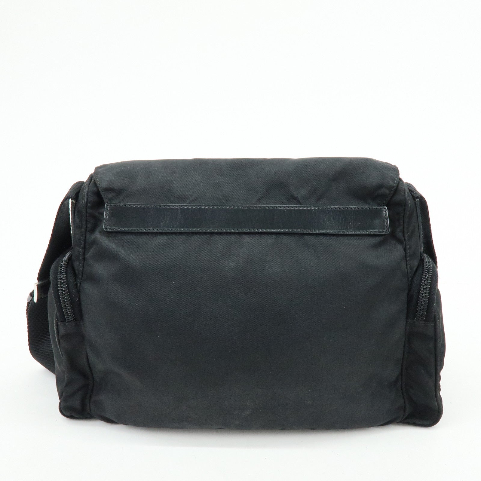PRADA Triangle Logo Nylon Leather Shoulder Bag Crossbody Bag Black