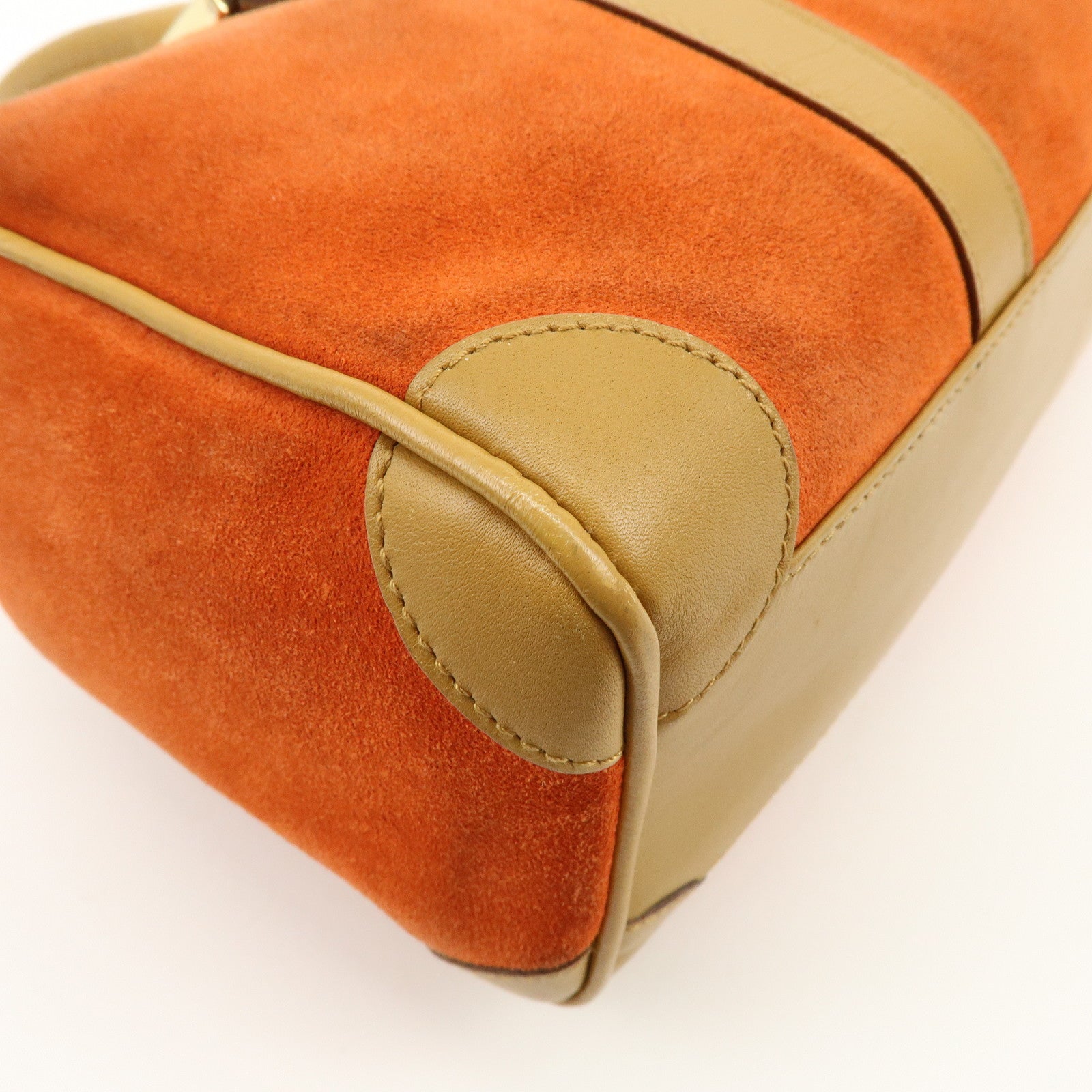 GUCCI Logo Suede Leather Hand Bag Orange Brown 000.0851