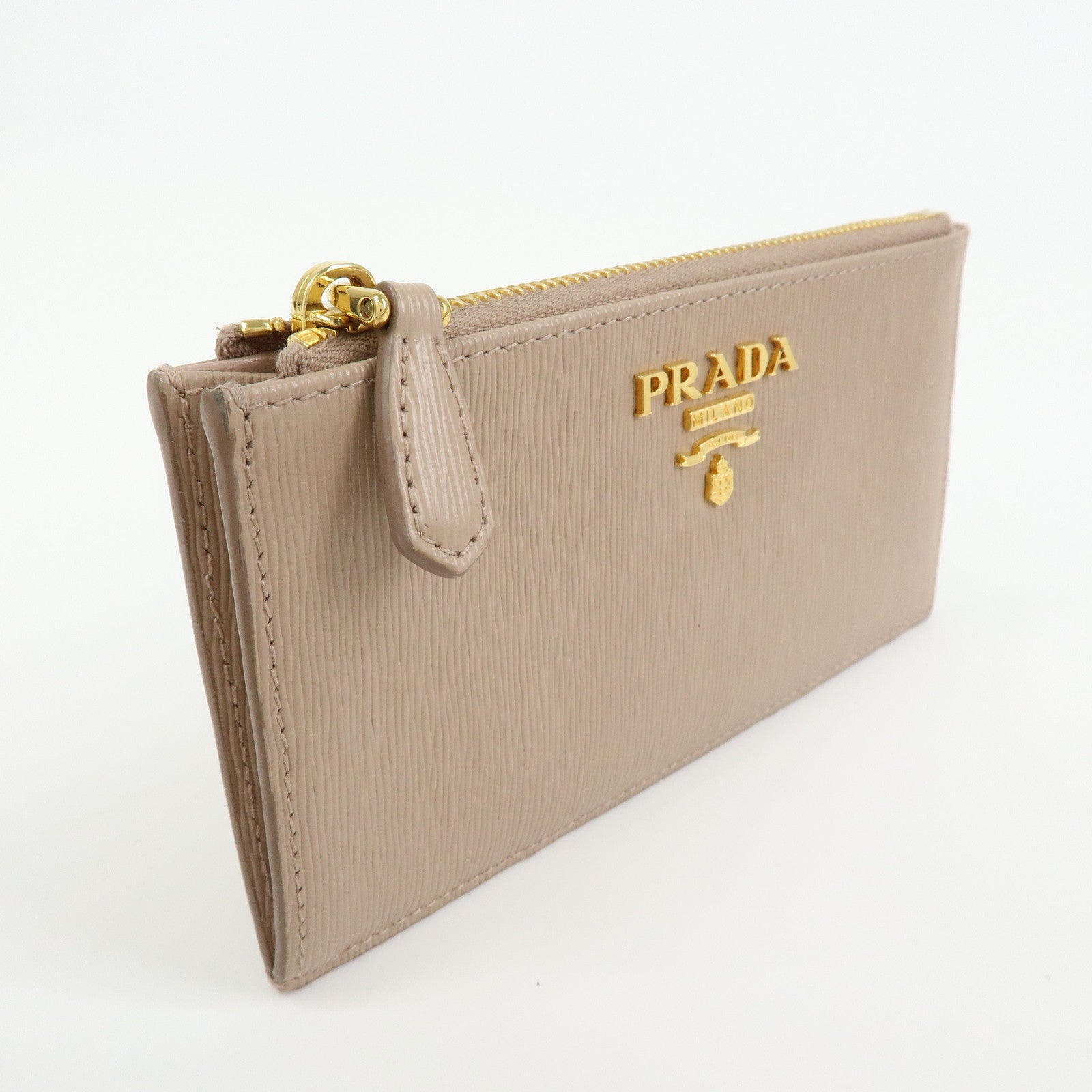 PRADA Leather Fragment Case Card Case Card Holder Pink 57884