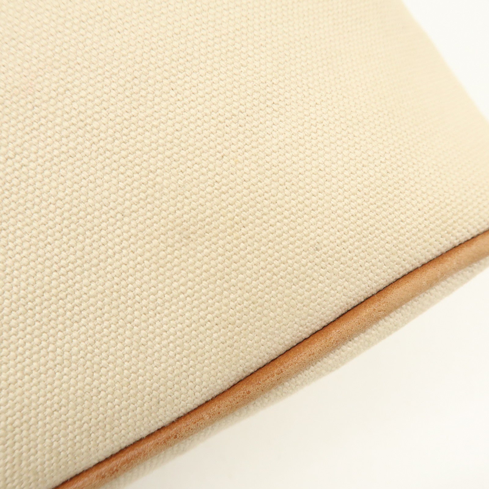 HERMES Bolide Mini Cotton Leather Pouch Cosmetic Case Ivory Beige